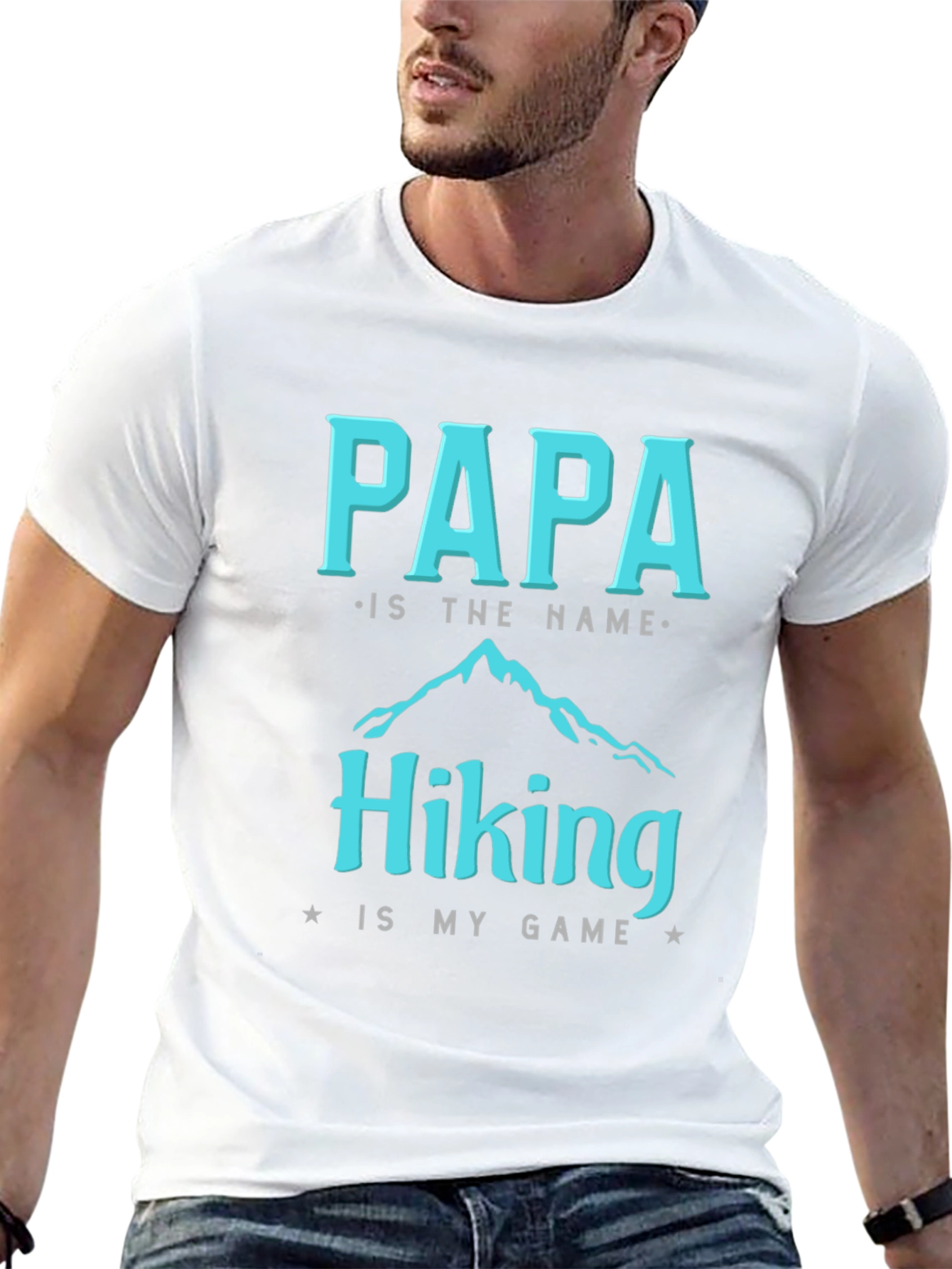 Papa Hiking Game T-Shirt - Black Cotton Tee
