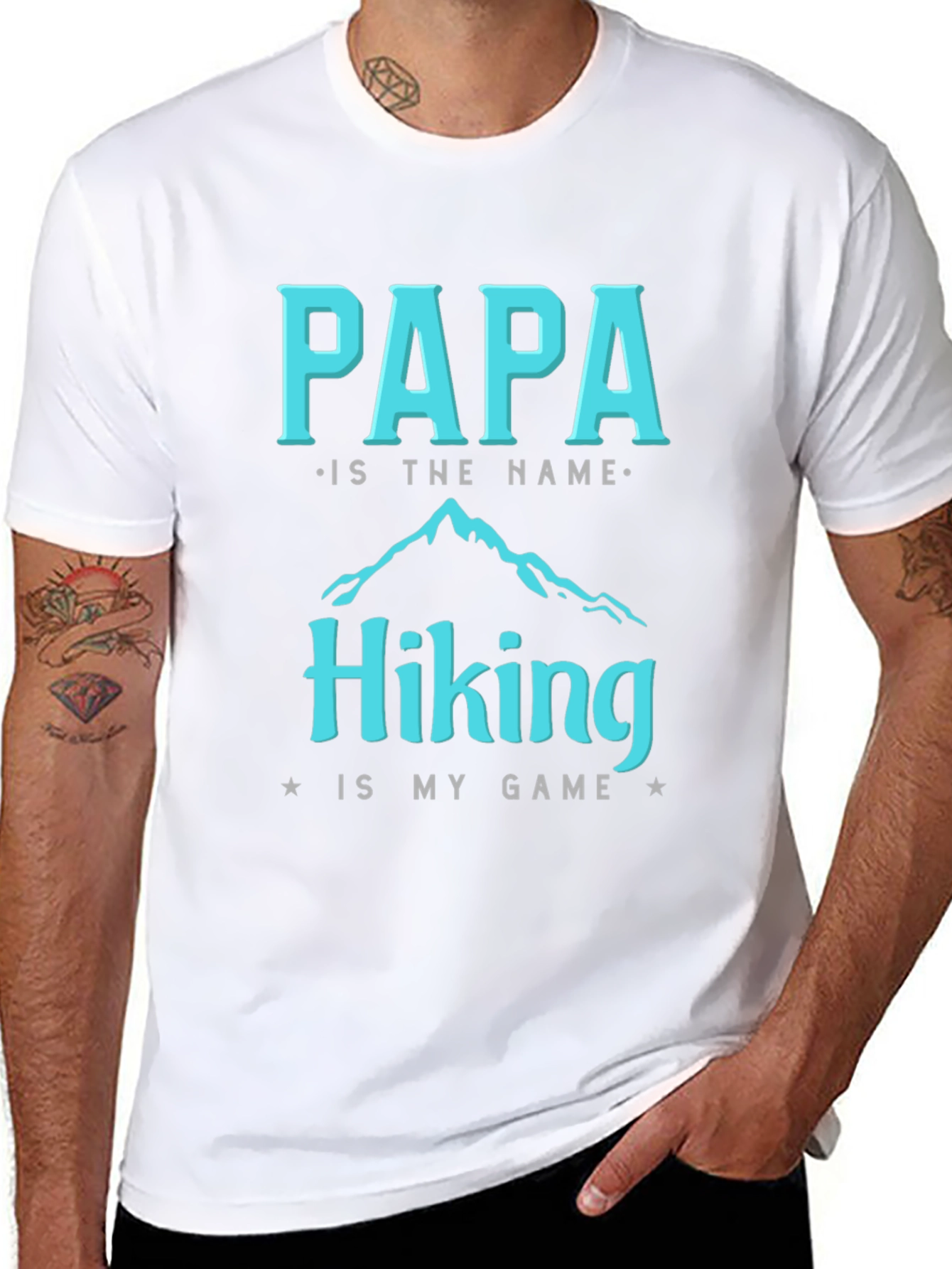 Papa Hiking Game T-Shirt - Black Cotton Tee