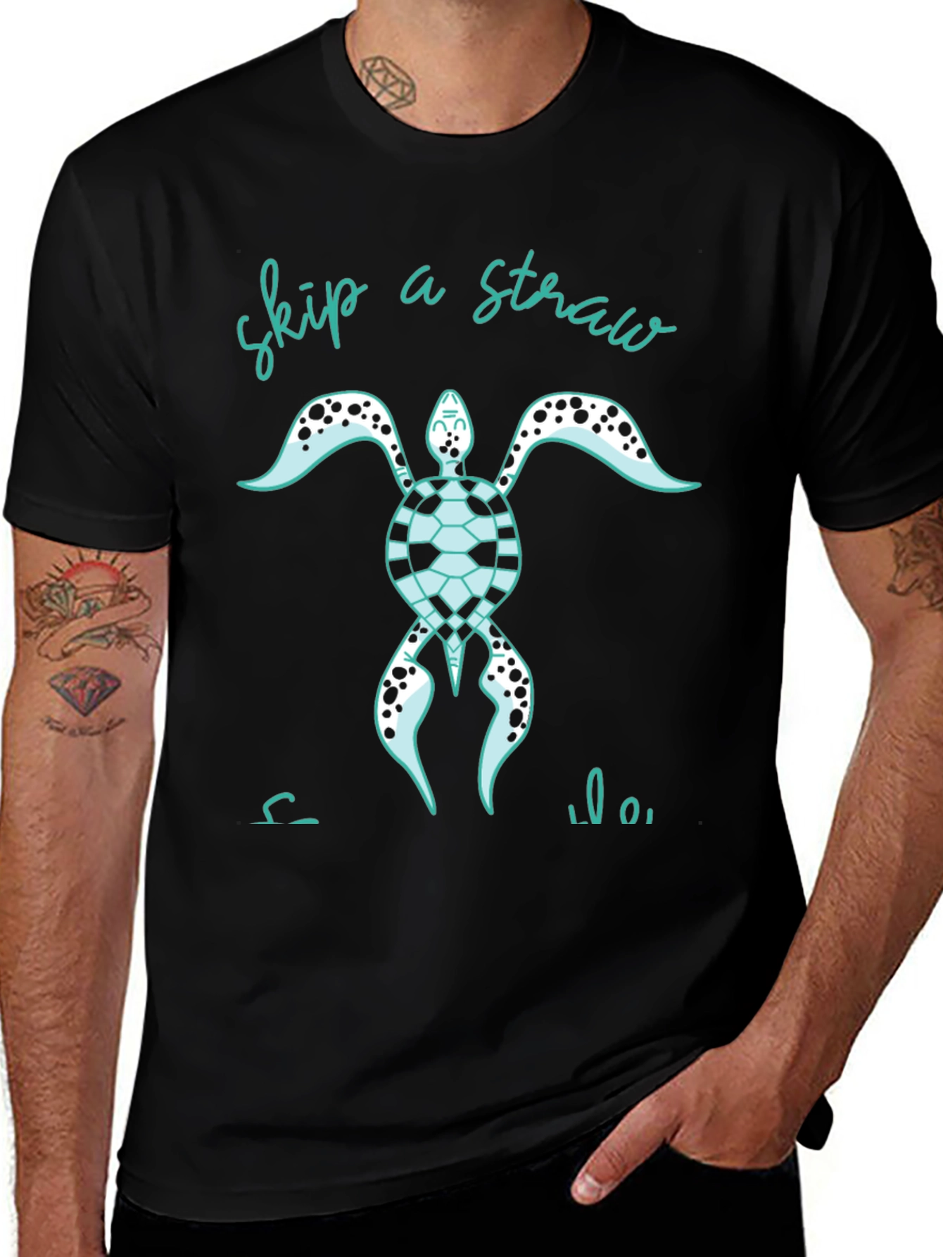 Skip A Straw Turtle Graphic Tee - Eco Friendly
