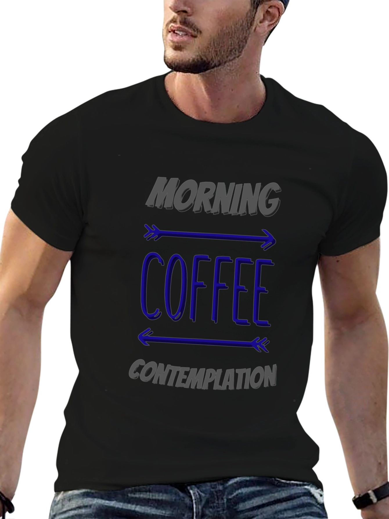 Morning Coffee Contemplation Graphic Tee