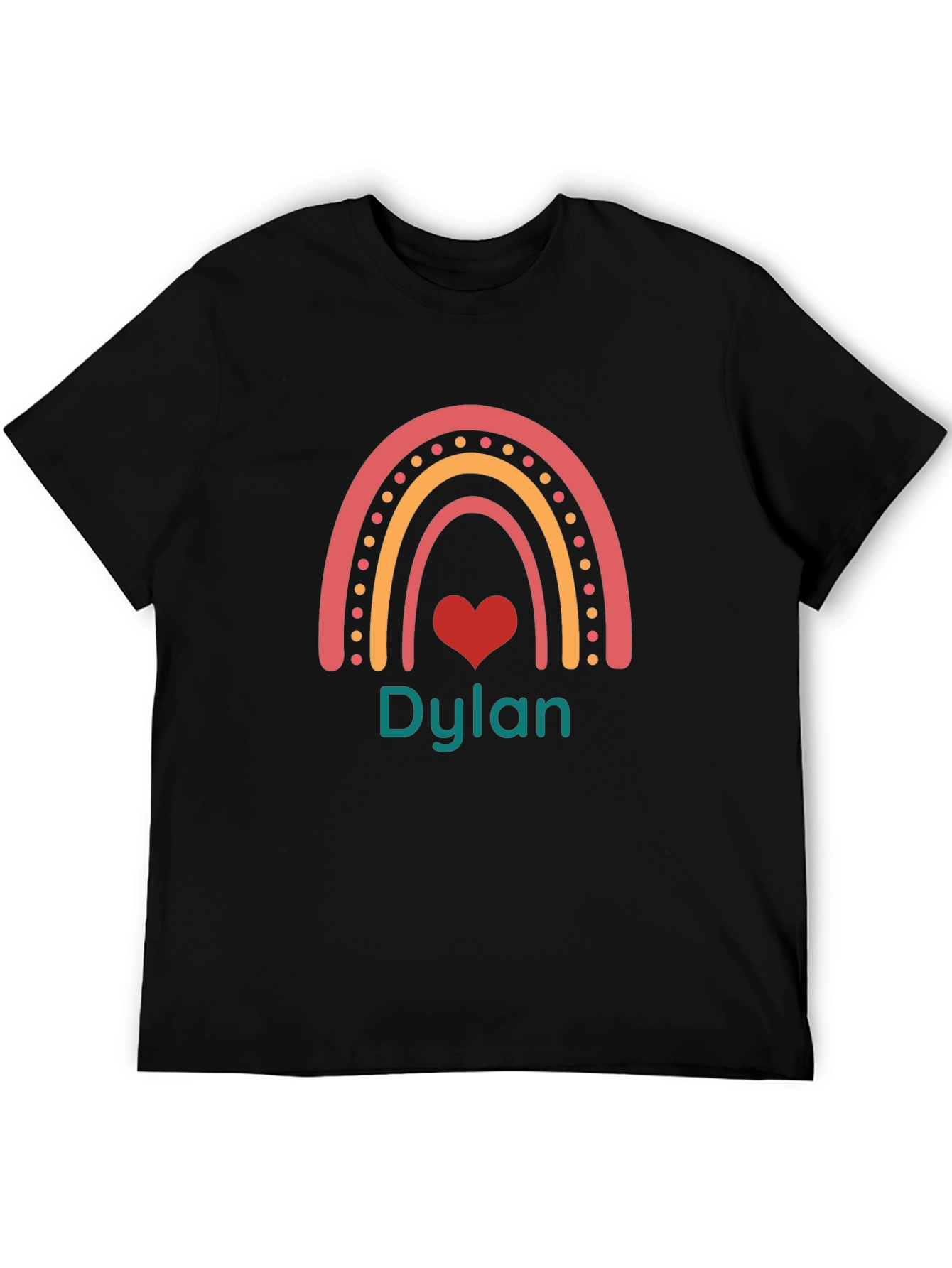 Personalized Dylan Rainbow Heart T-Shirt