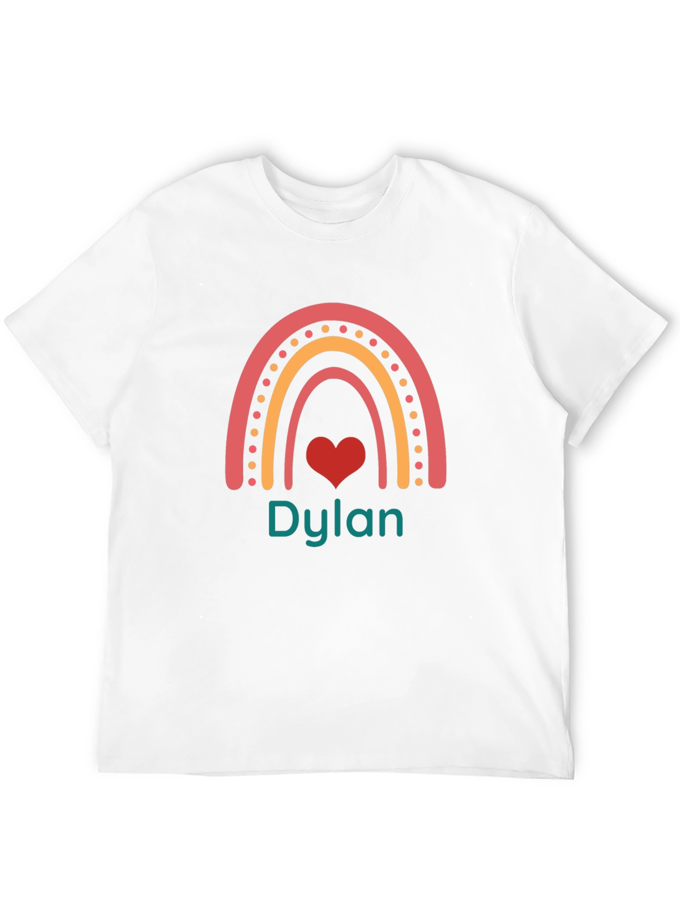 Personalized Dylan Rainbow Heart T-Shirt