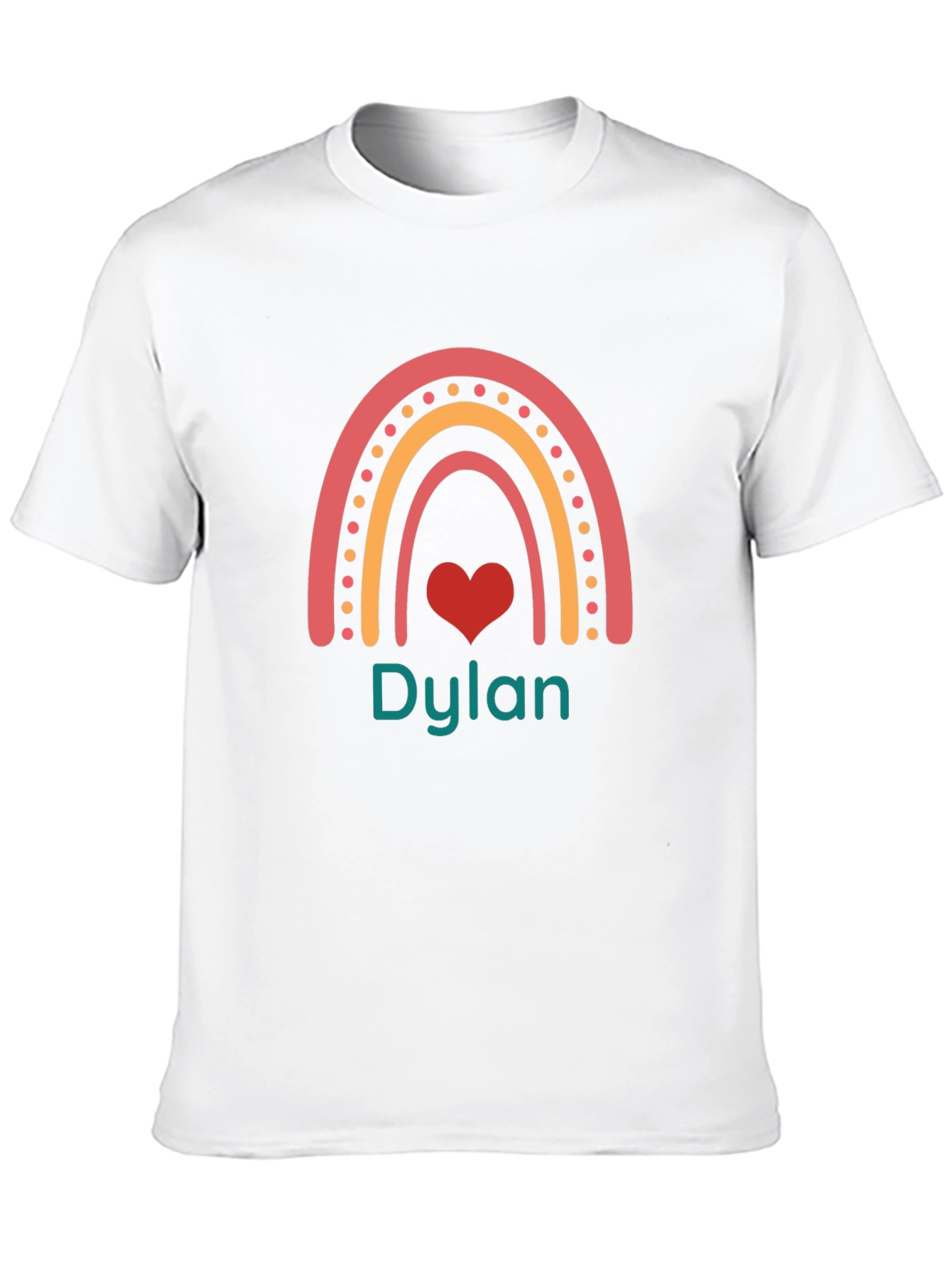 Personalized Dylan Rainbow Heart T-Shirt