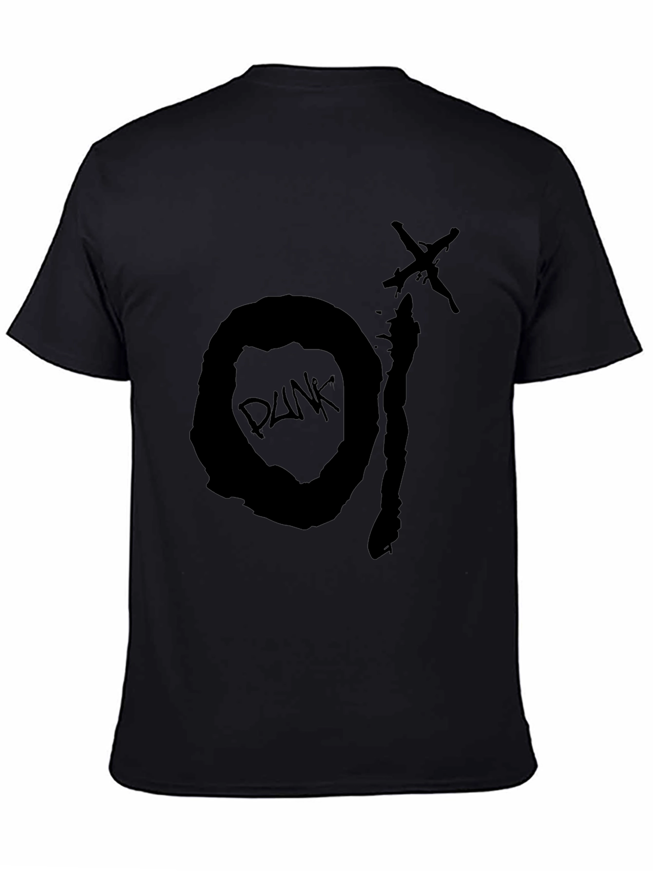 Black Punk Graphic Tee - Distressed Design