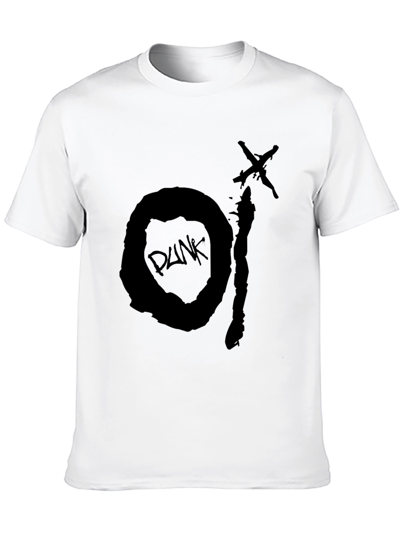 Black Punk Graphic Tee - Distressed Design