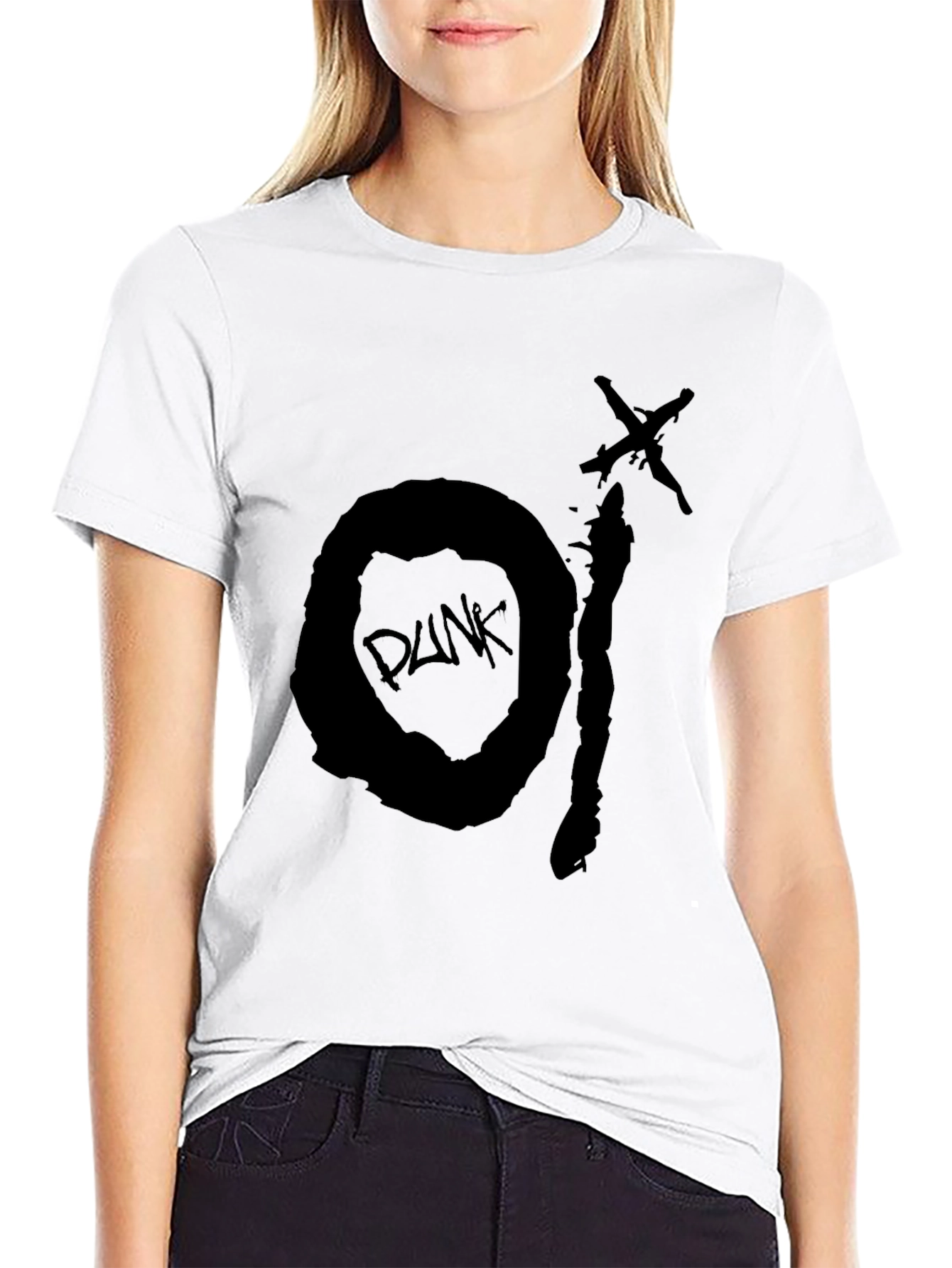 Black Punk Graphic Tee - Distressed Design