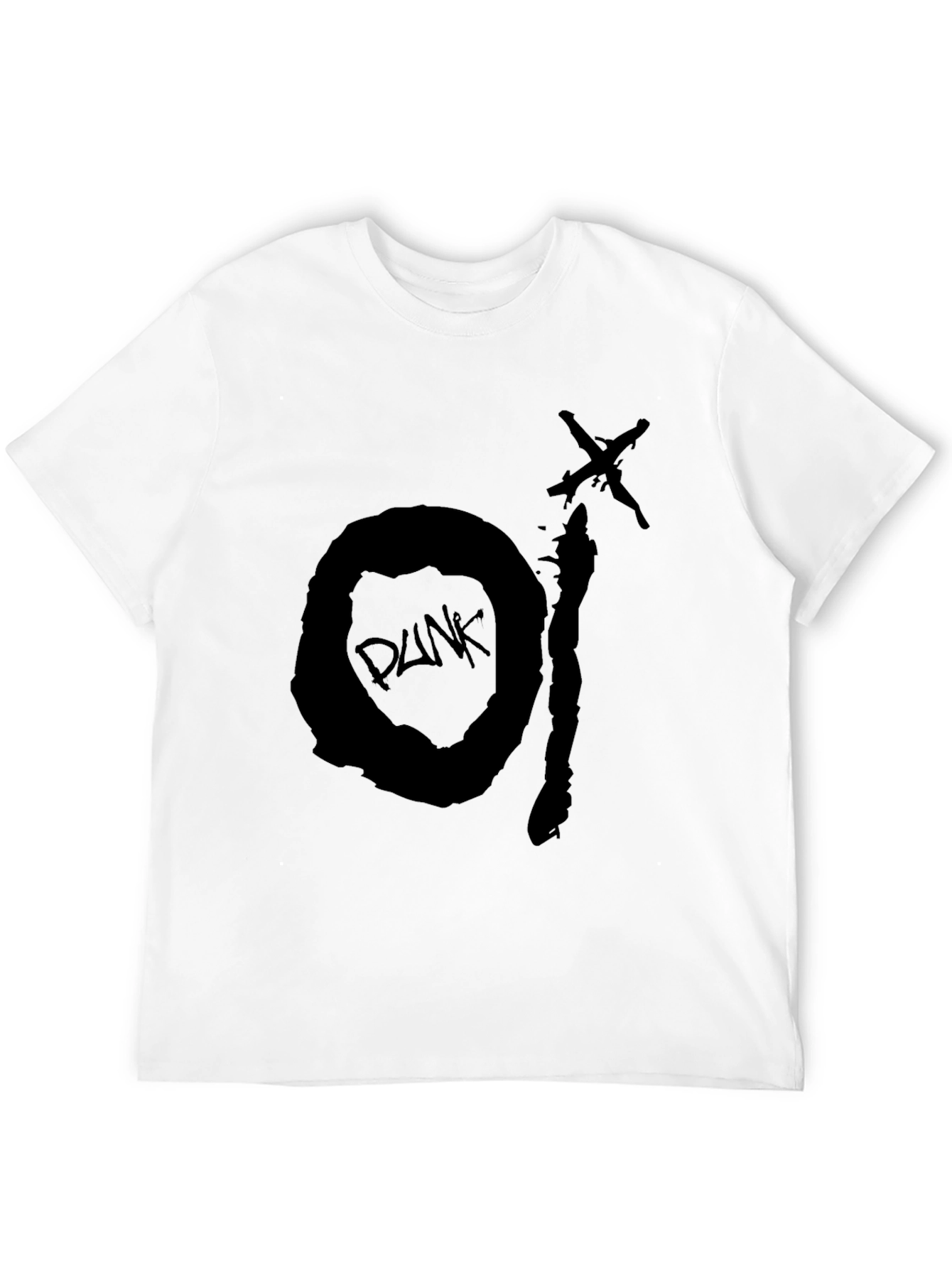 Black Punk Graphic Tee - Distressed Design