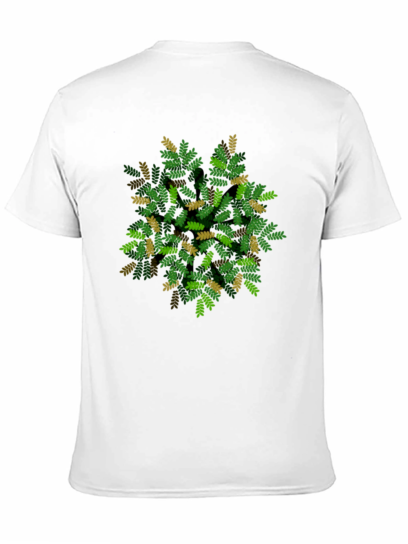 Leaf Pattern Black T-Shirt - Nature Inspired Design
