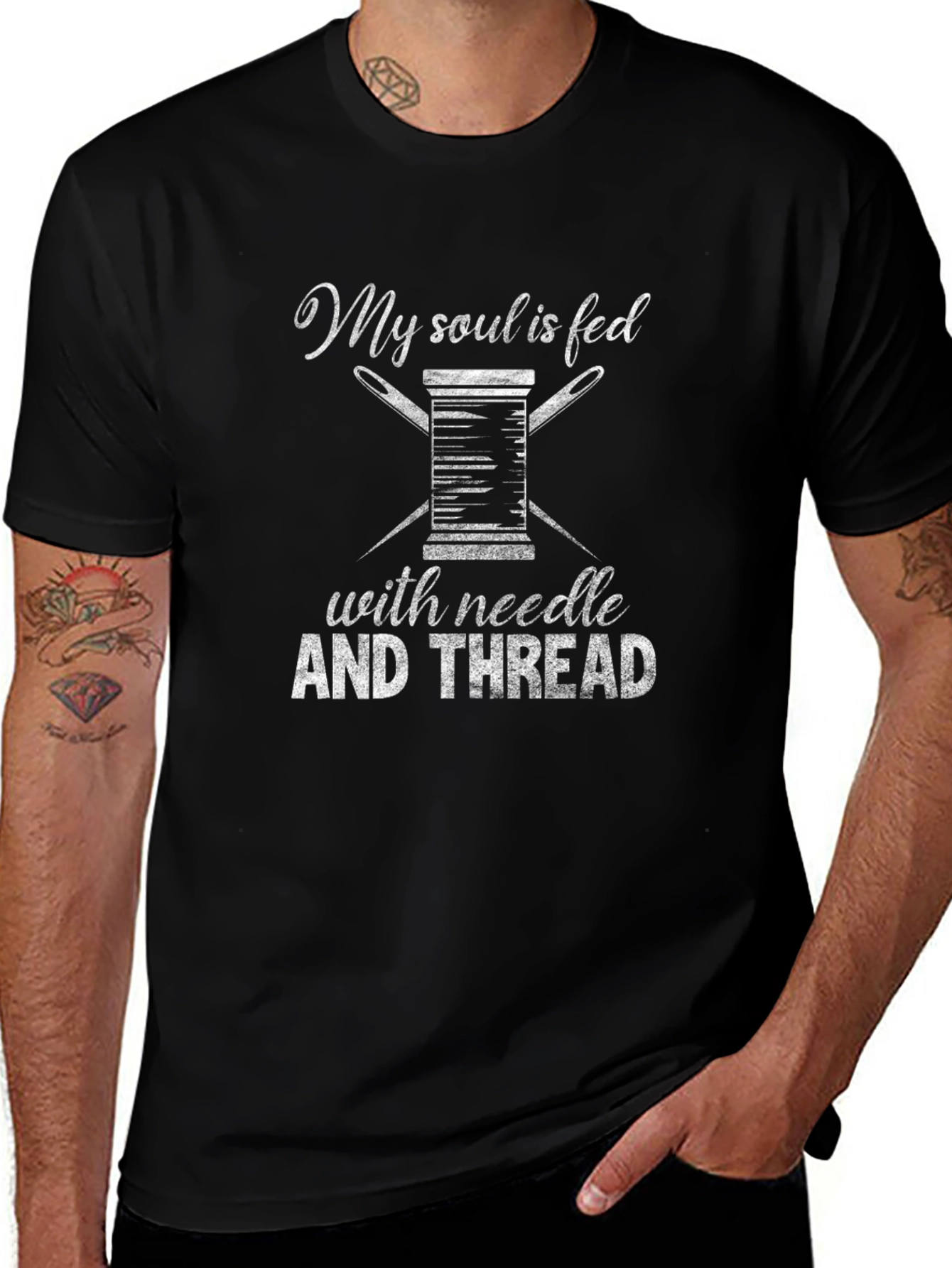 My Soul is Fed Needle and Thread Black T-shirt