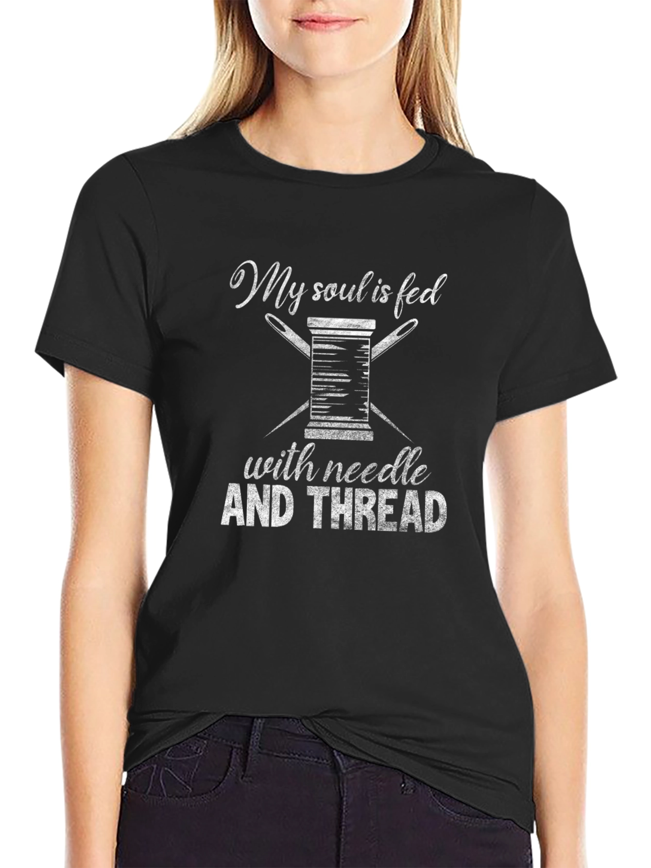 My Soul is Fed Needle and Thread Black T-shirt