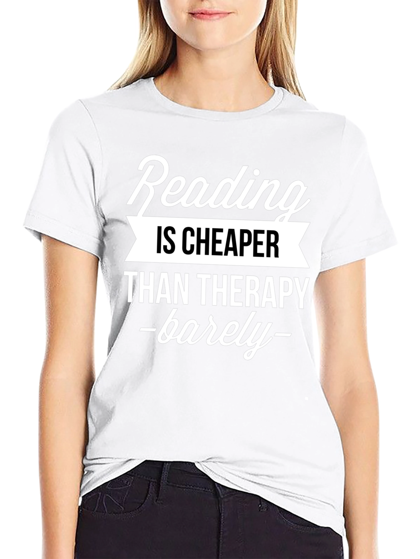 Reading is Cheaper Than Therapy Black T-Shirt