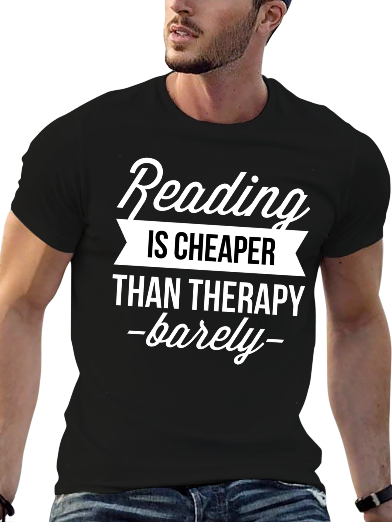 Reading is Cheaper Than Therapy Black T-Shirt