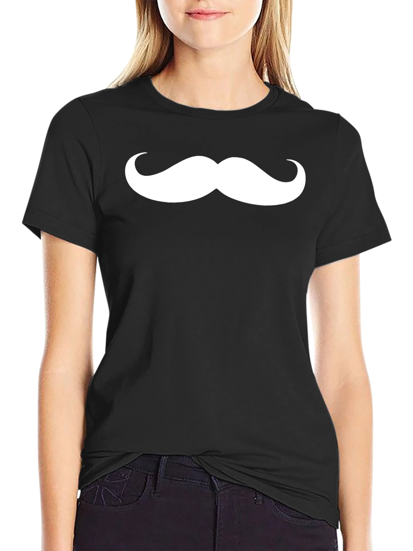 Funny Mustache Graphic Tee - Mens Black T-Shirt