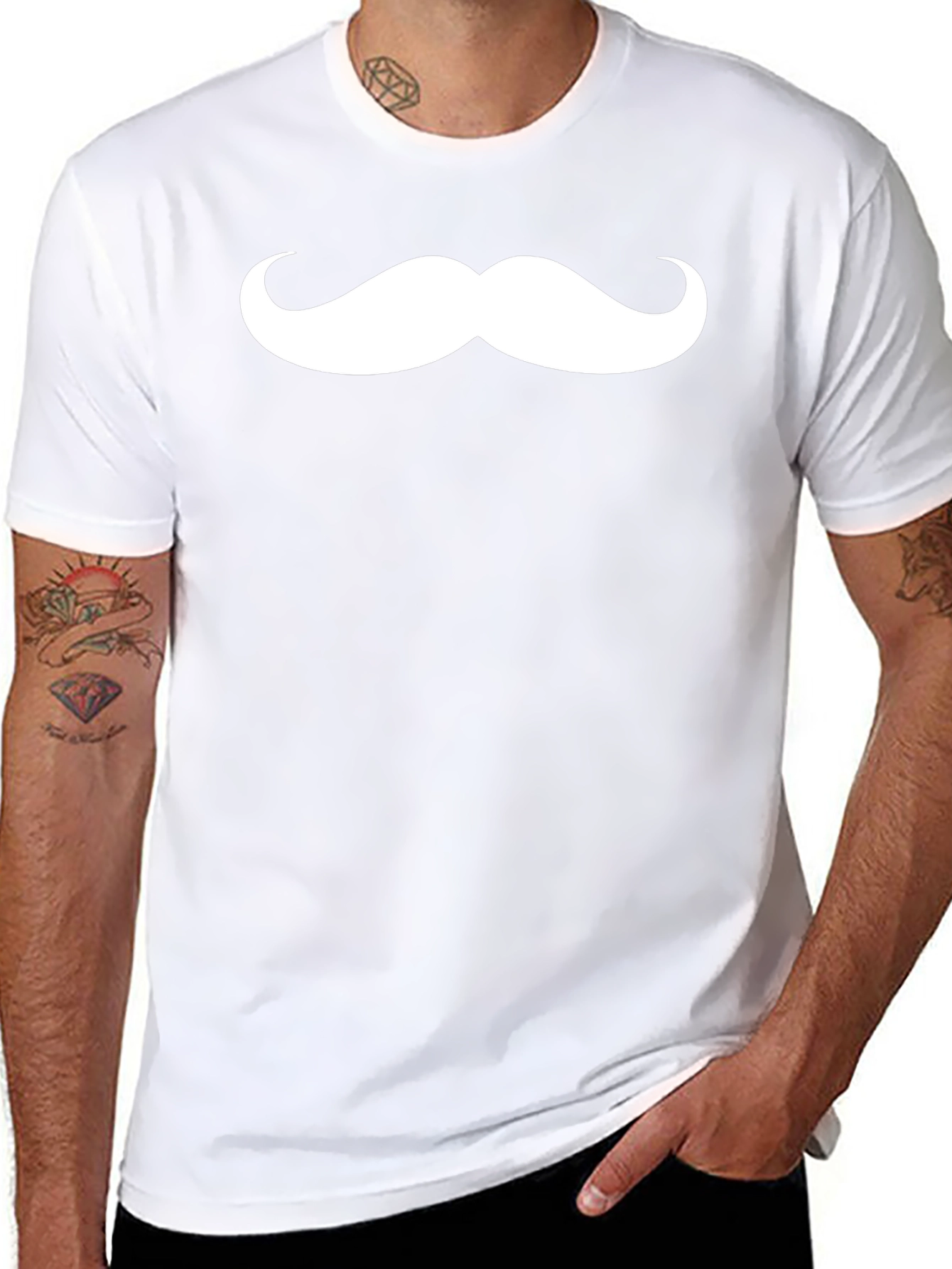 Funny Mustache Graphic Tee - Mens Black T-Shirt