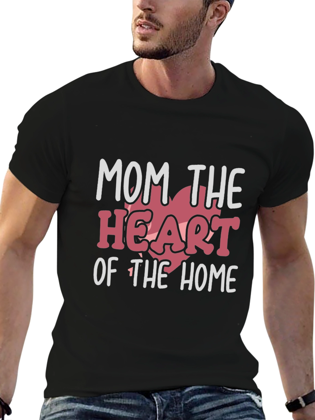 Mom the Heart of the Home Black T-Shirt
