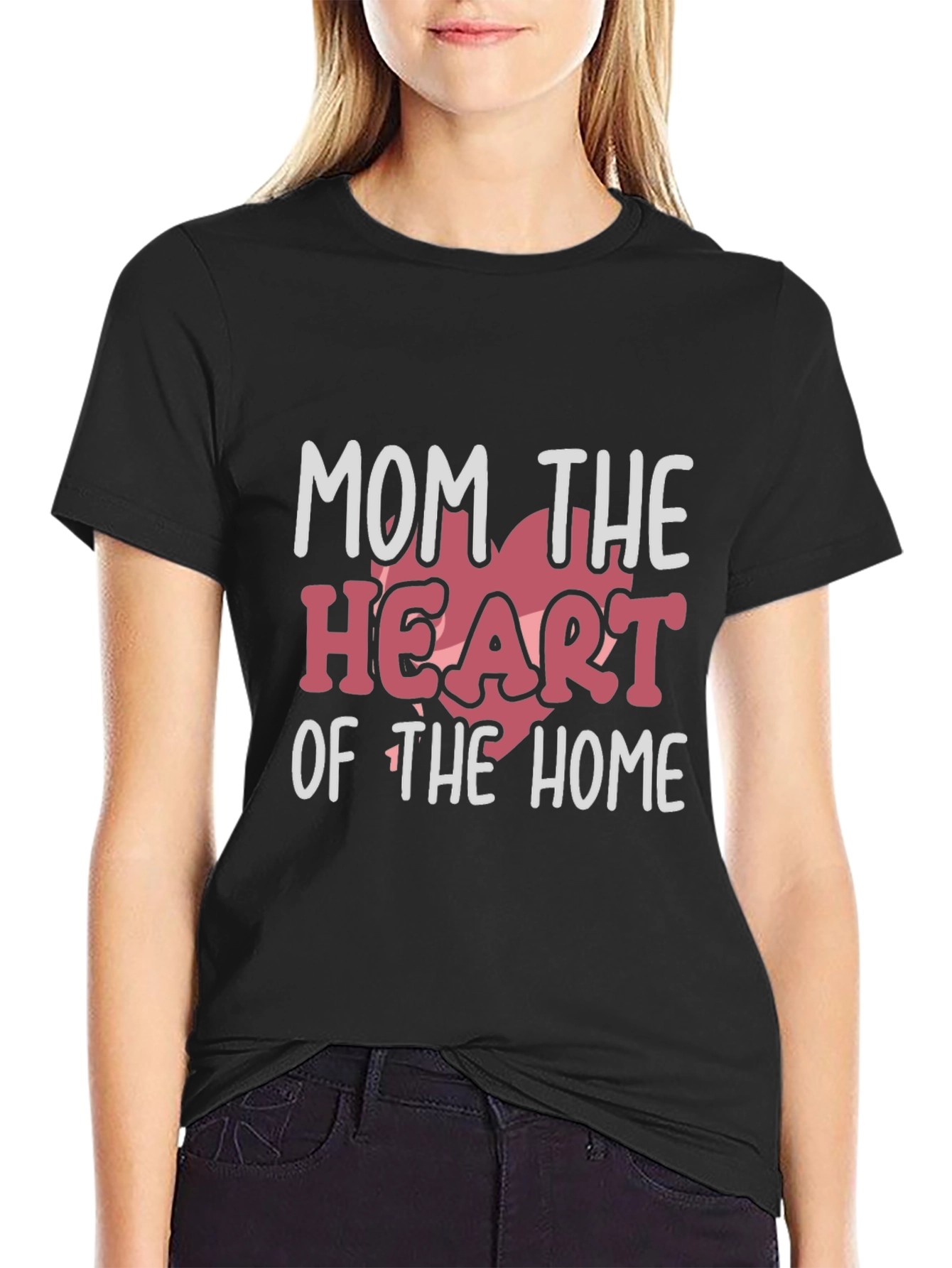 Mom the Heart of the Home Black T-Shirt