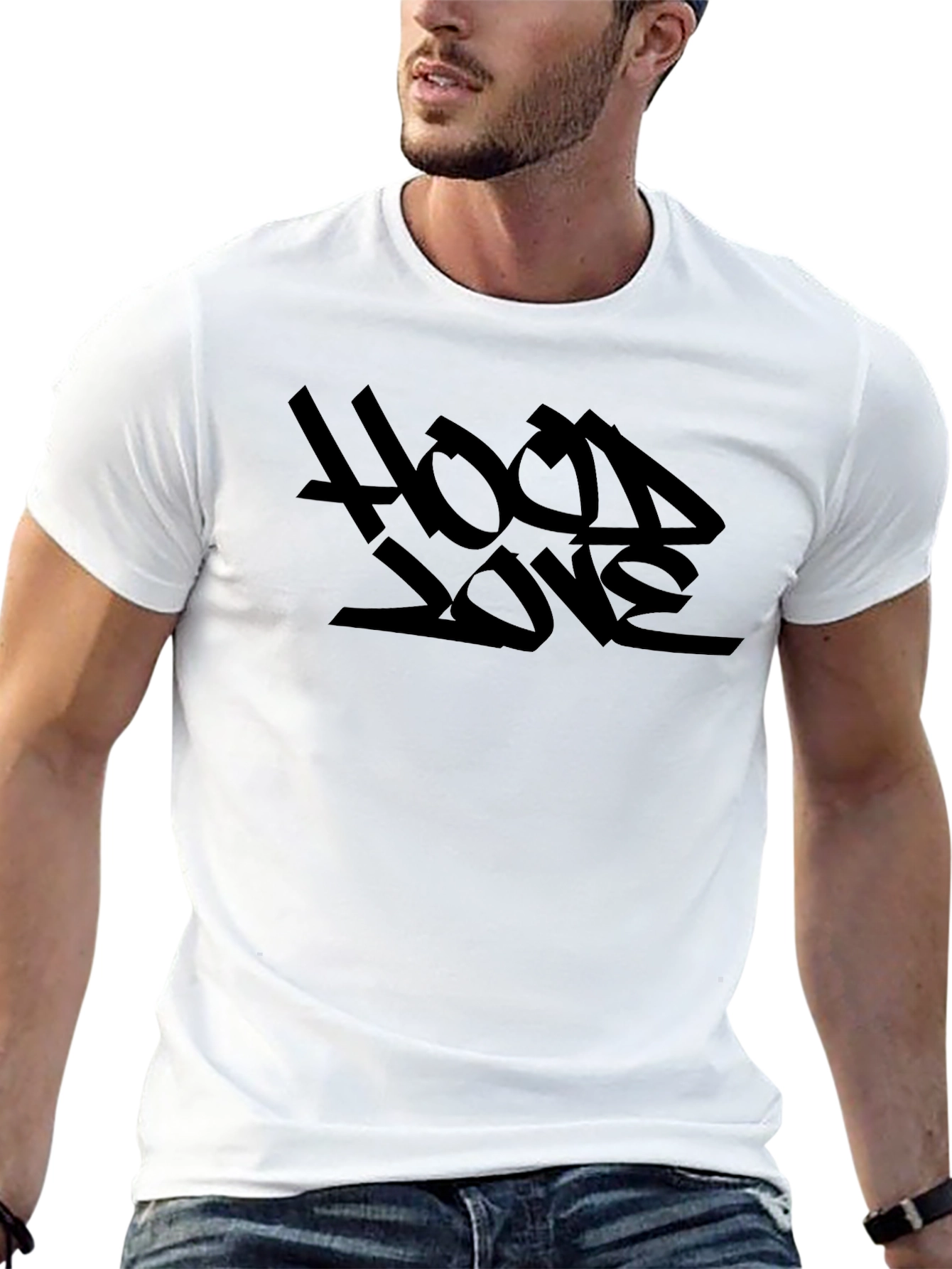Hood Love Graphic Tee - Black Cotton T-Shirt