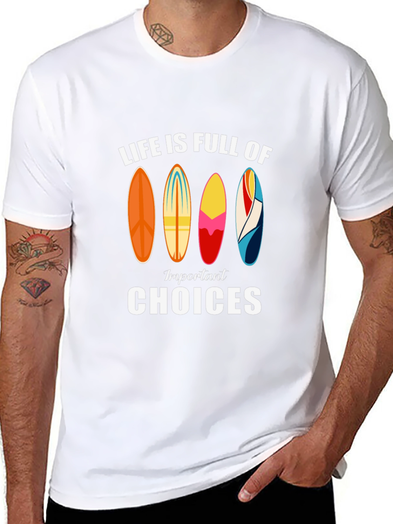 Life is Full of Important Choices Surfboard T-Shirt
