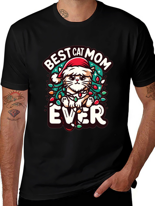 Best Cat Mom Ever Christmas Tee