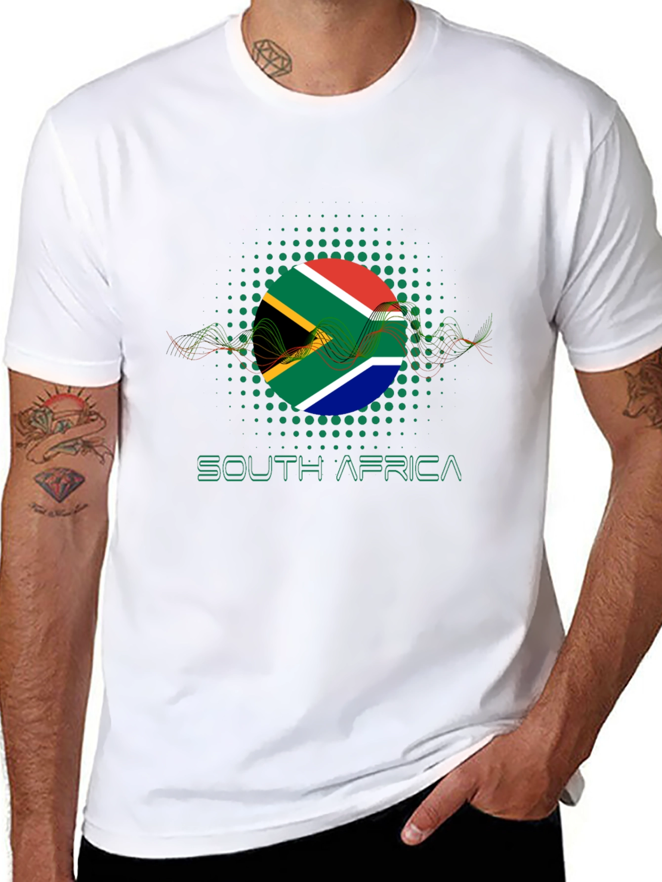 South Africa Flag Graphic Black T-Shirt