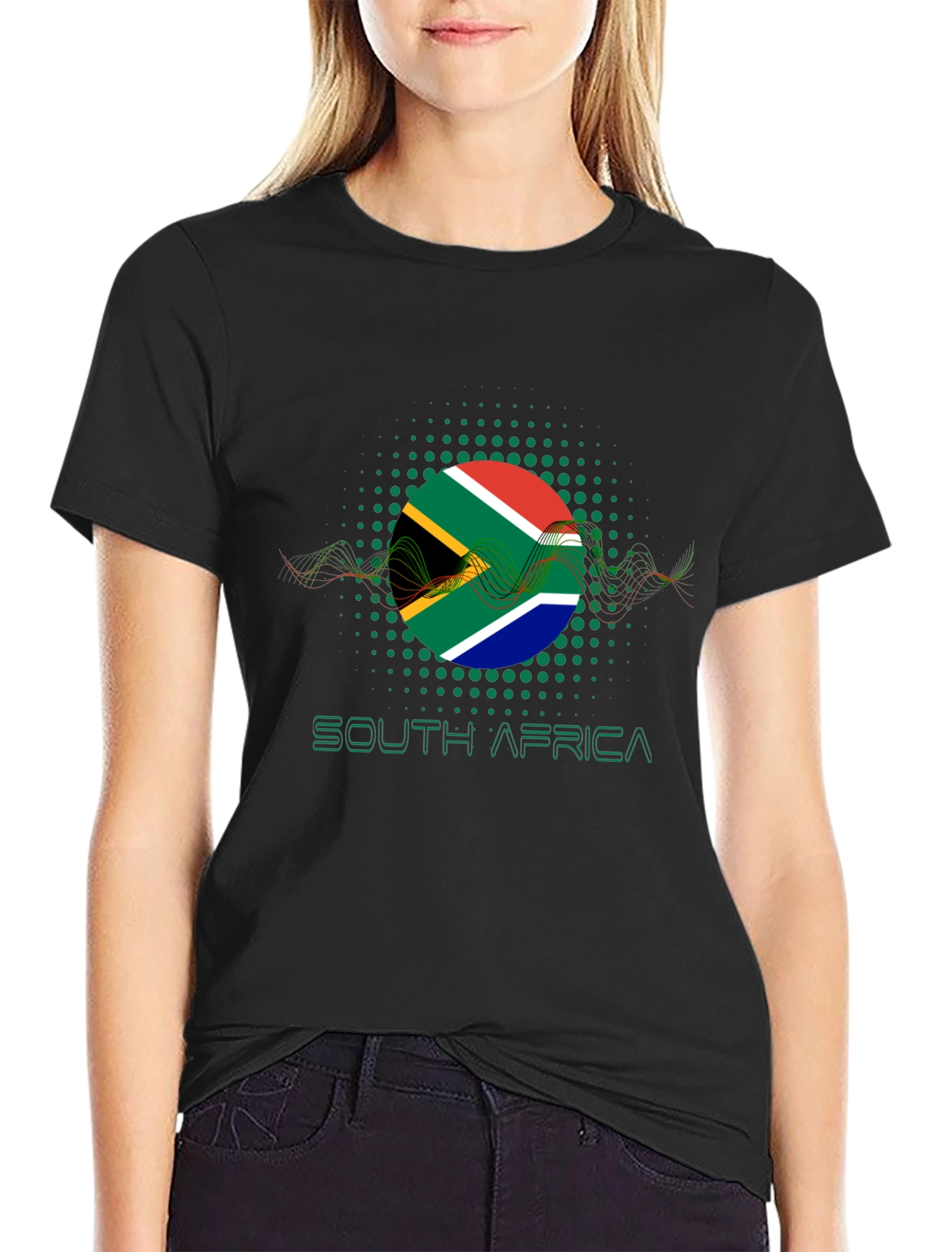 South Africa Flag Graphic Black T-Shirt