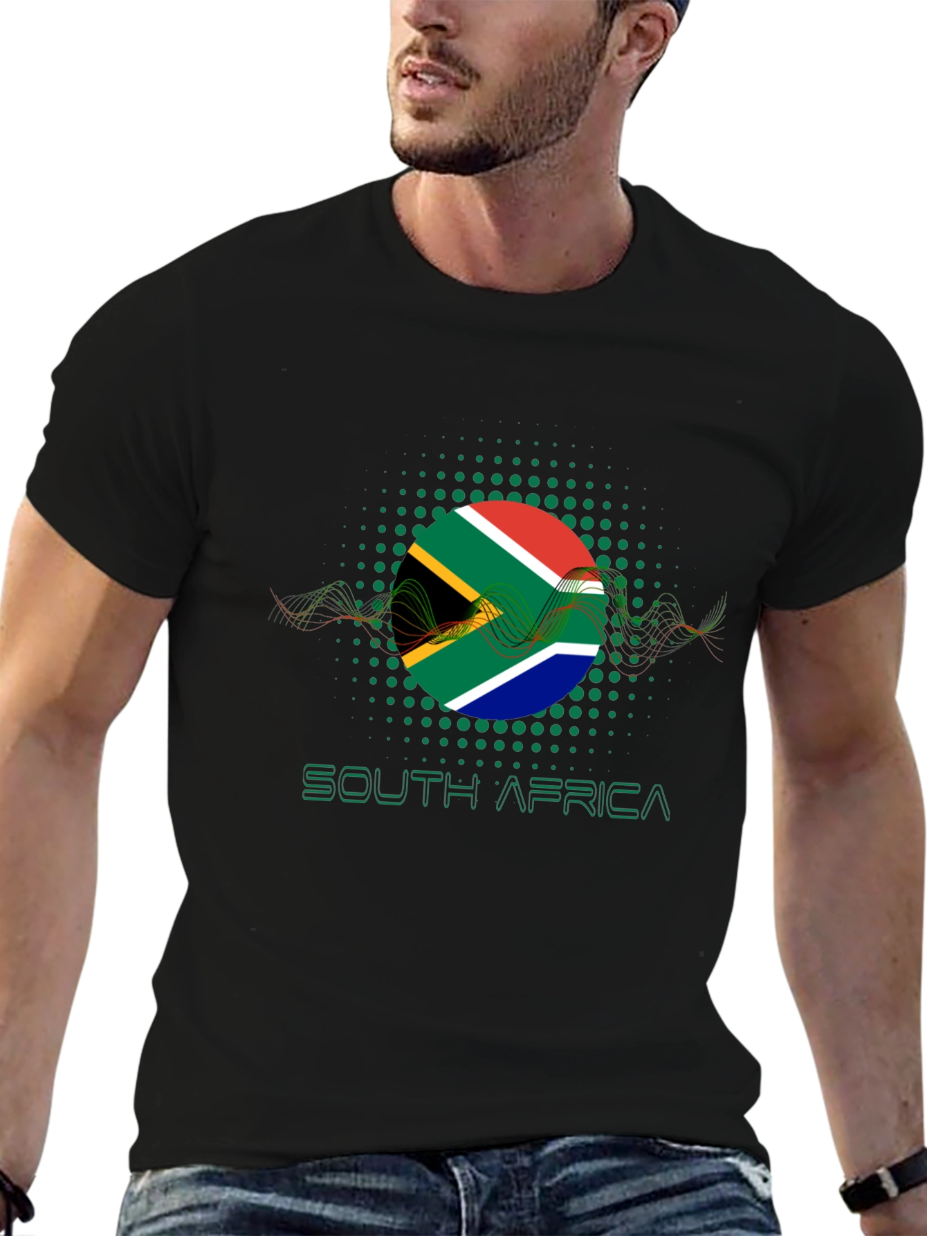 South Africa Flag Graphic Black T-Shirt