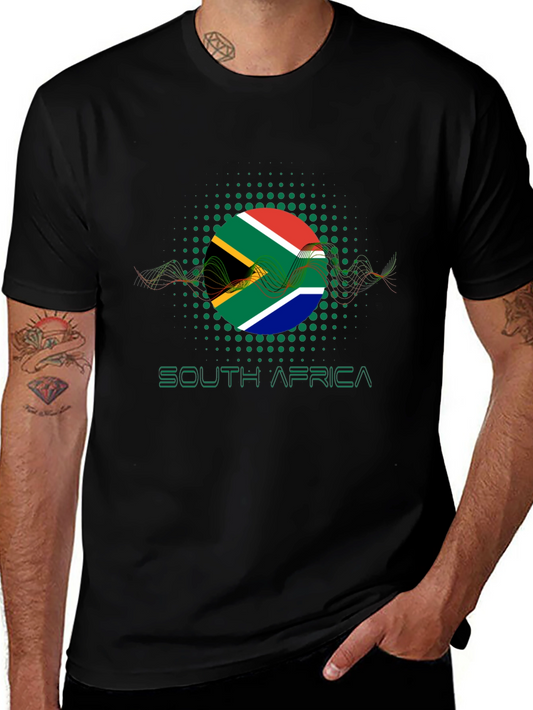 South Africa Flag Graphic Black T-Shirt