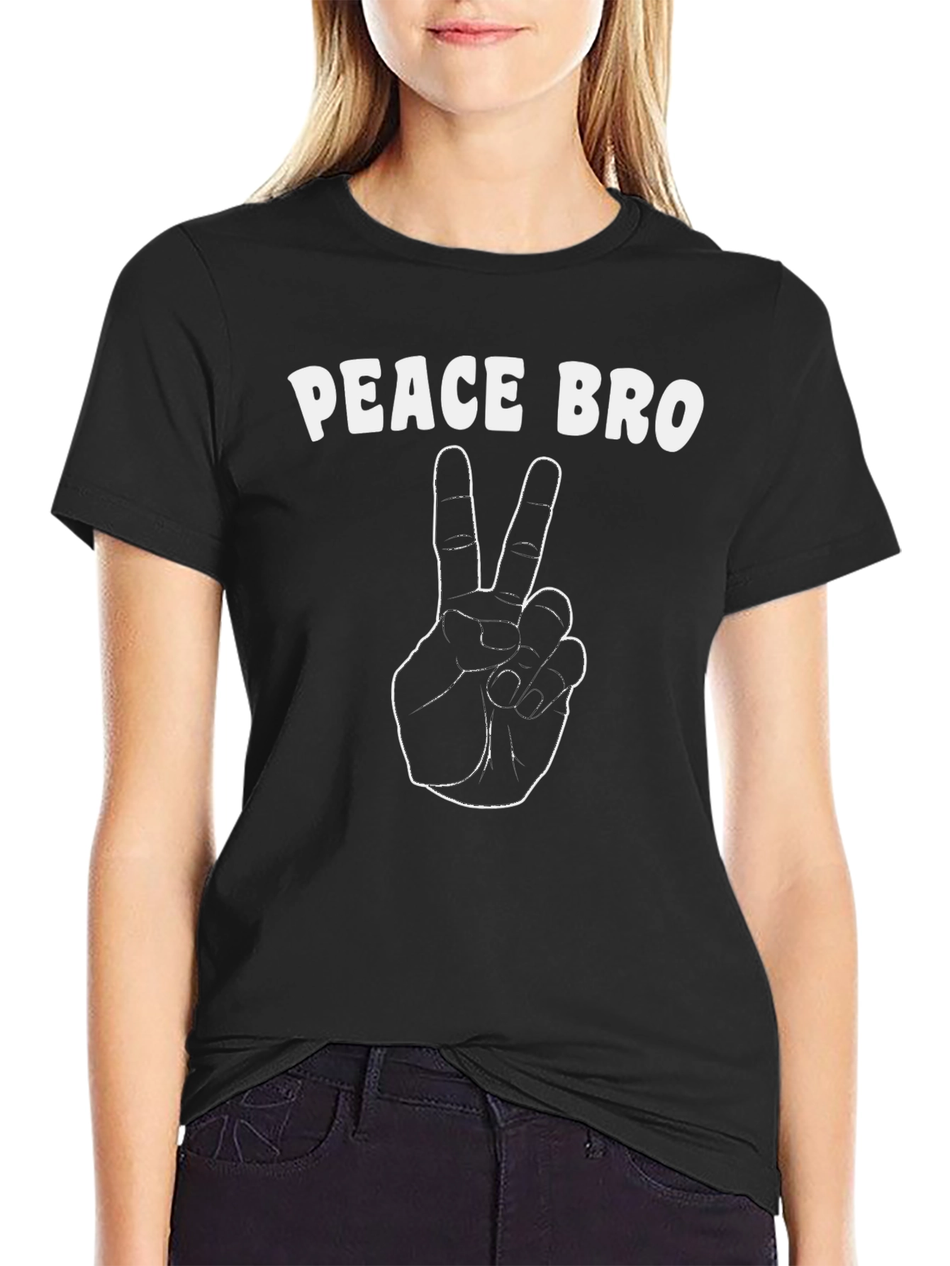 Peace Bro Black Graphic T-Shirt - Casual Style