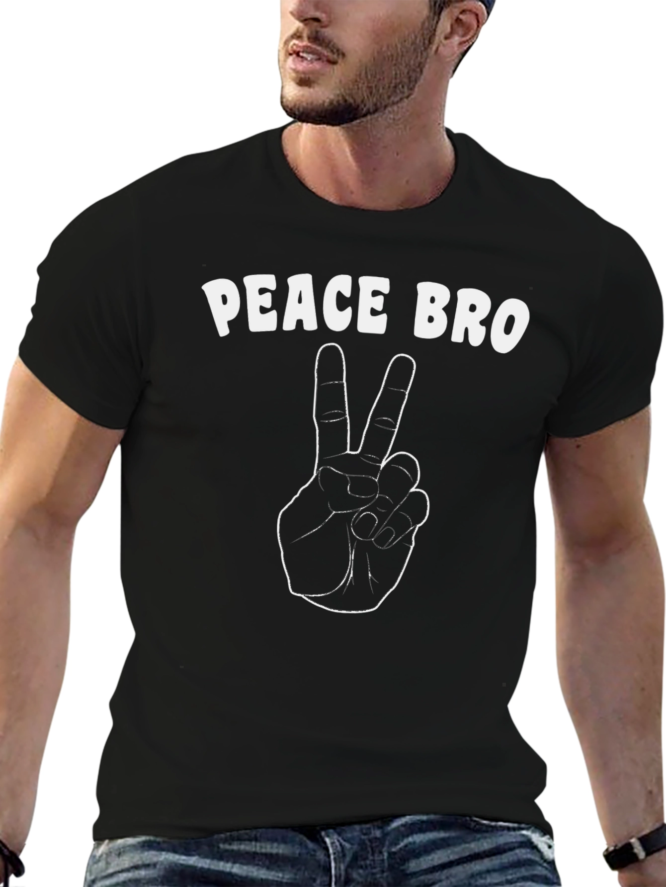 Peace Bro Black Graphic T-Shirt - Casual Style