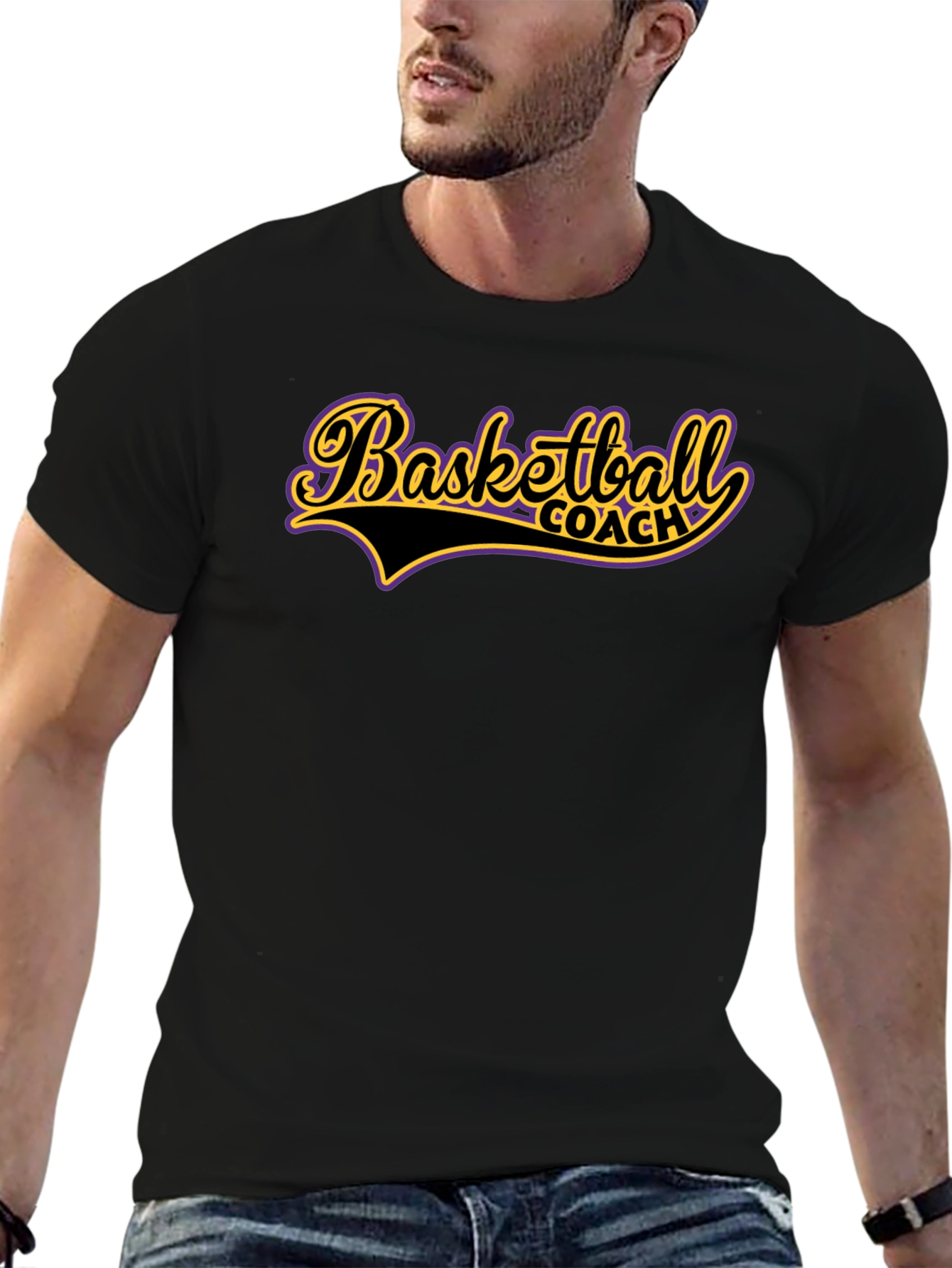 Basketball Coach Graphic T-Shirt - Black