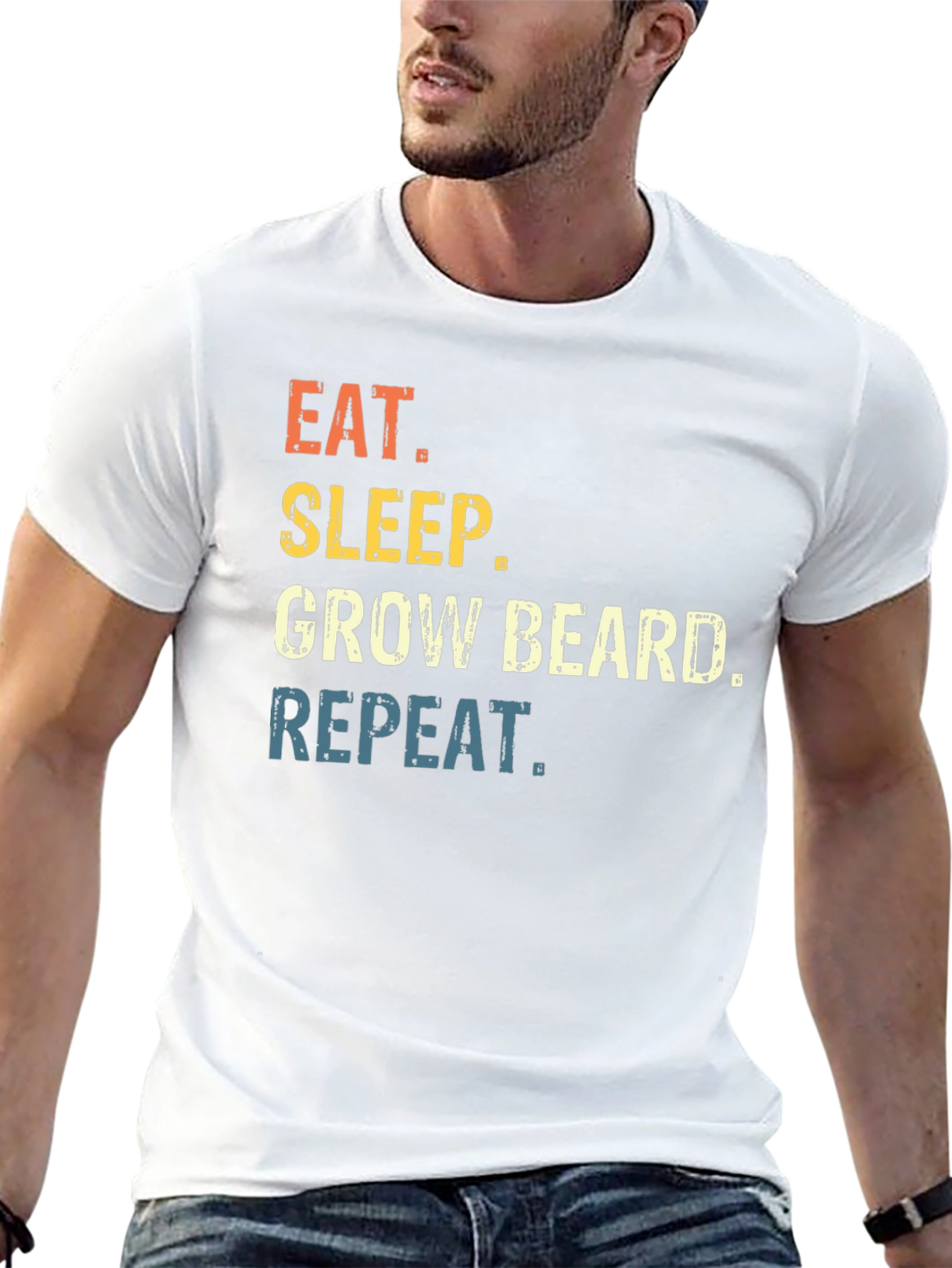 Eat Sleep Grow Beard Repeat Graphic T-Shirt