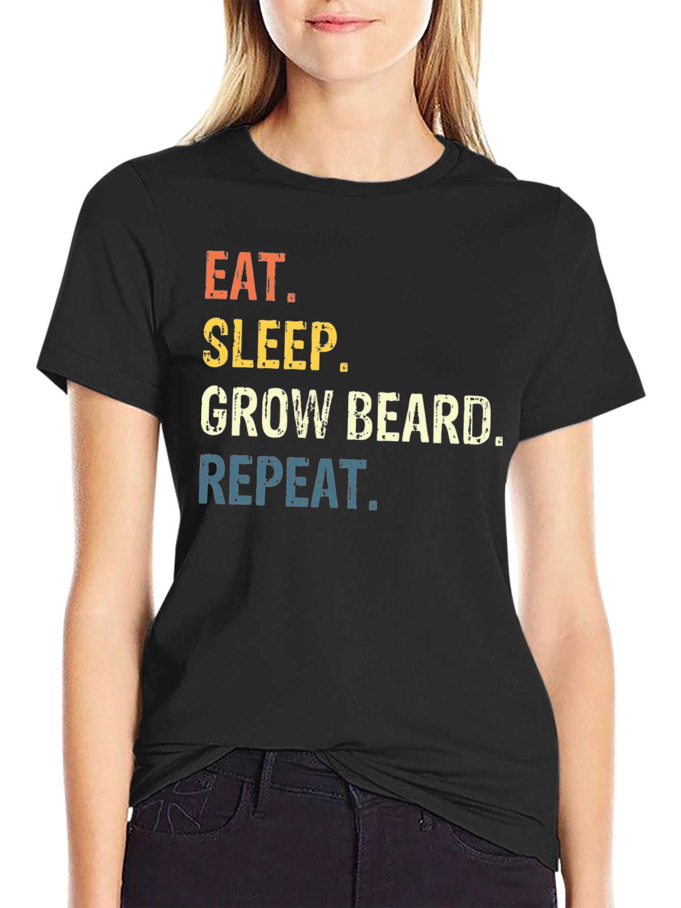 Eat Sleep Grow Beard Repeat Graphic T-Shirt