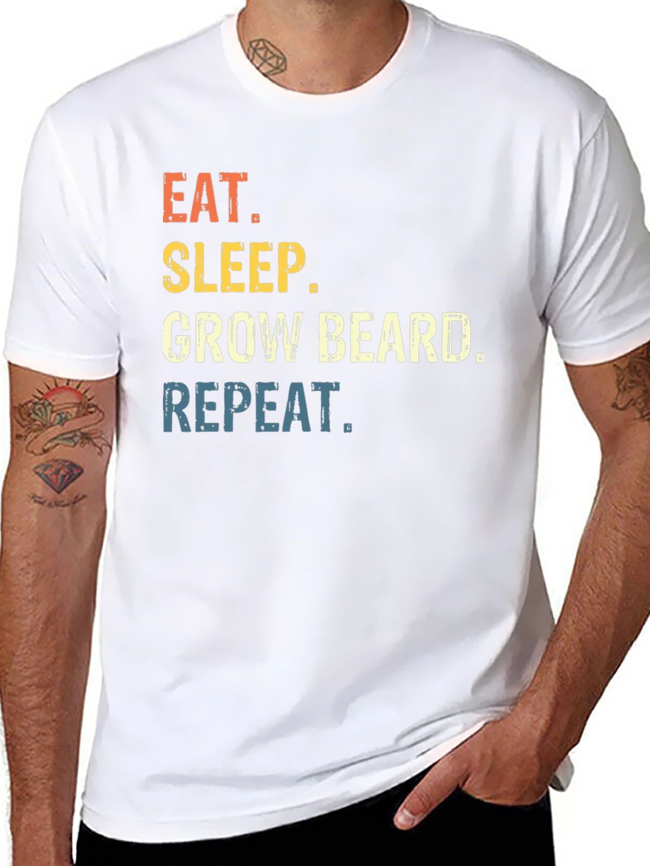 Eat Sleep Grow Beard Repeat Graphic T-Shirt