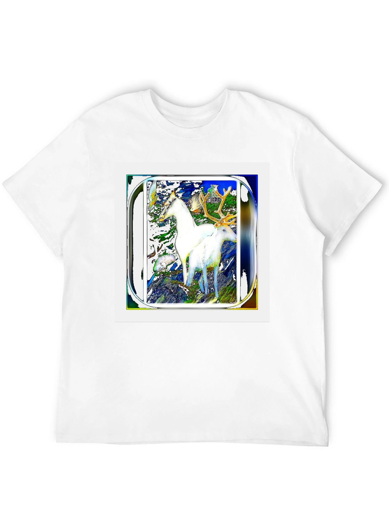 Artistic Deer Graphic Black T-Shirt