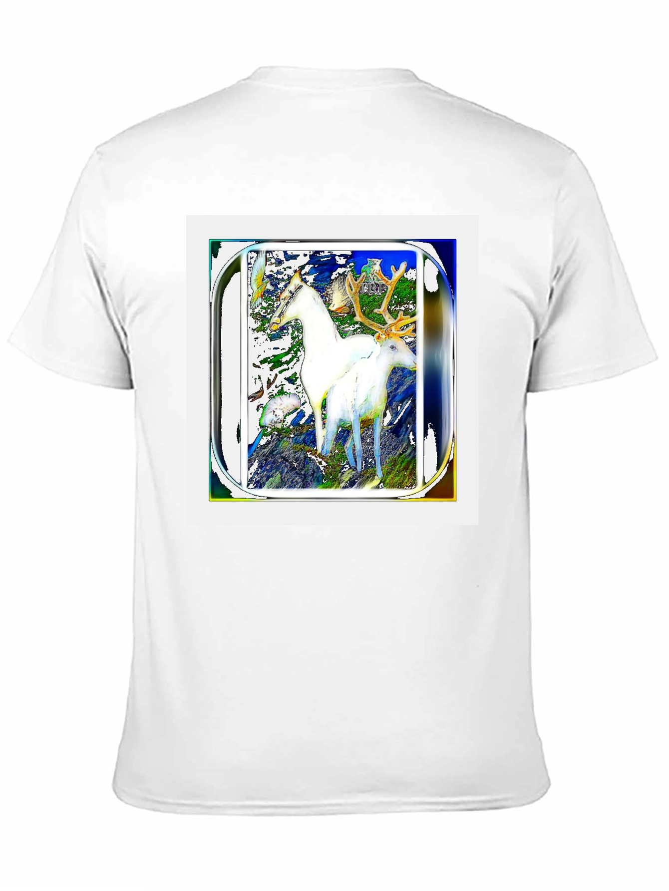 Artistic Deer Graphic Black T-Shirt