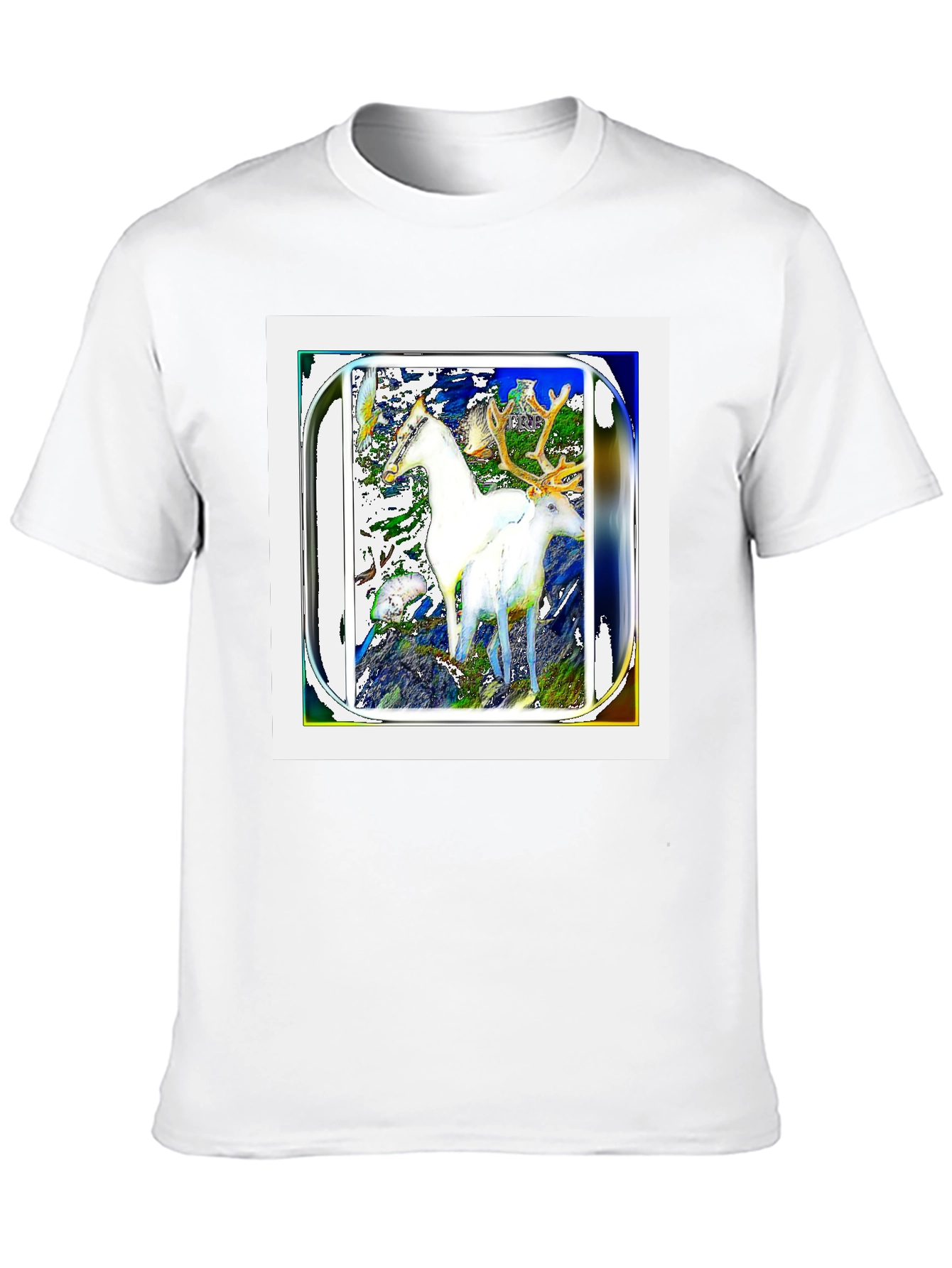 Artistic Deer Graphic Black T-Shirt
