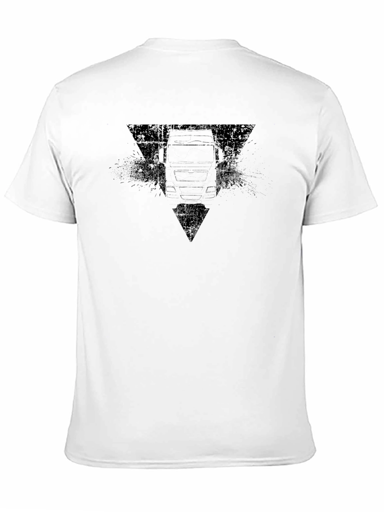 Black Truck Graphic Tee - Distressed Triangle Design