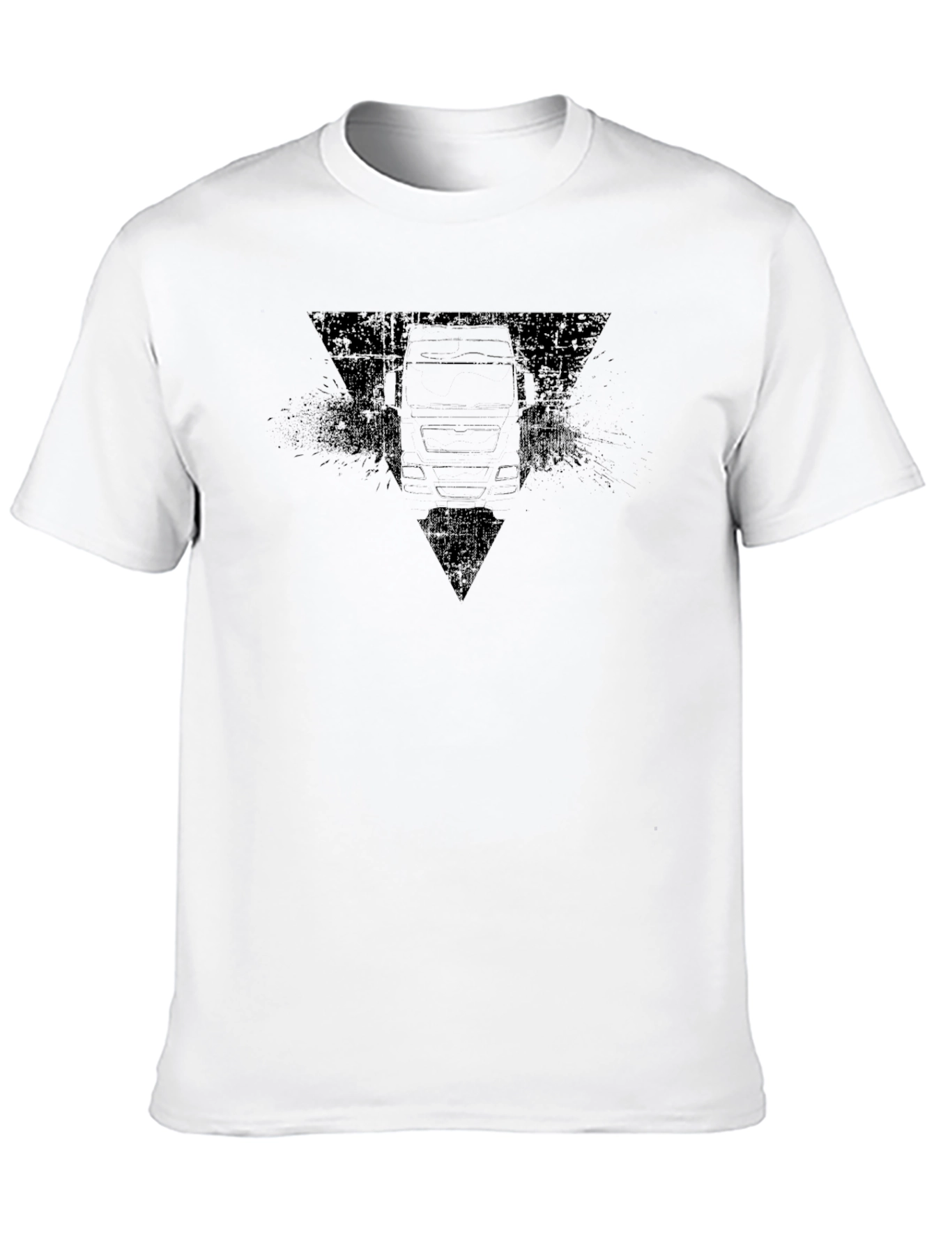 Black Truck Graphic Tee - Distressed Triangle Design
