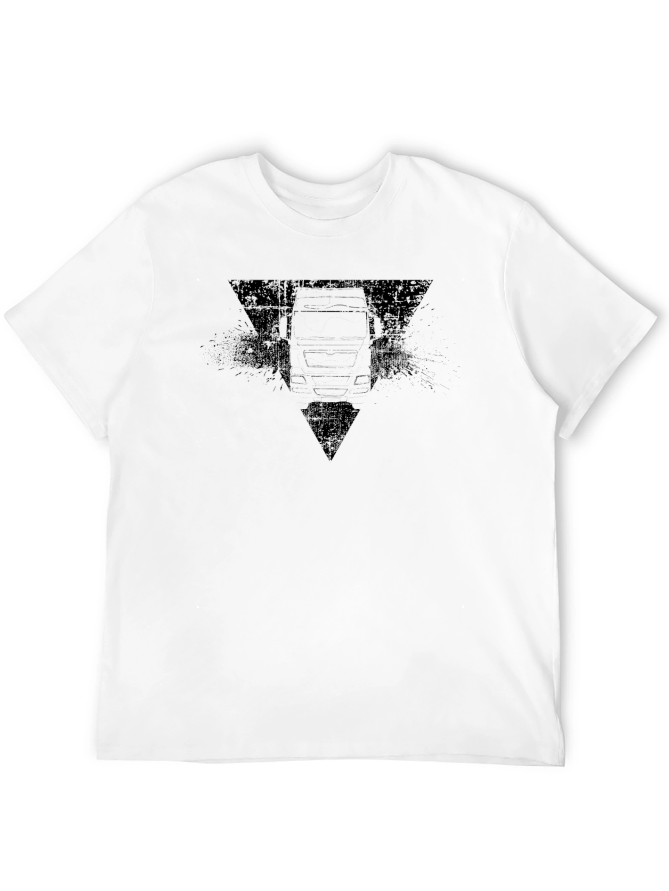Black Truck Graphic Tee - Distressed Triangle Design