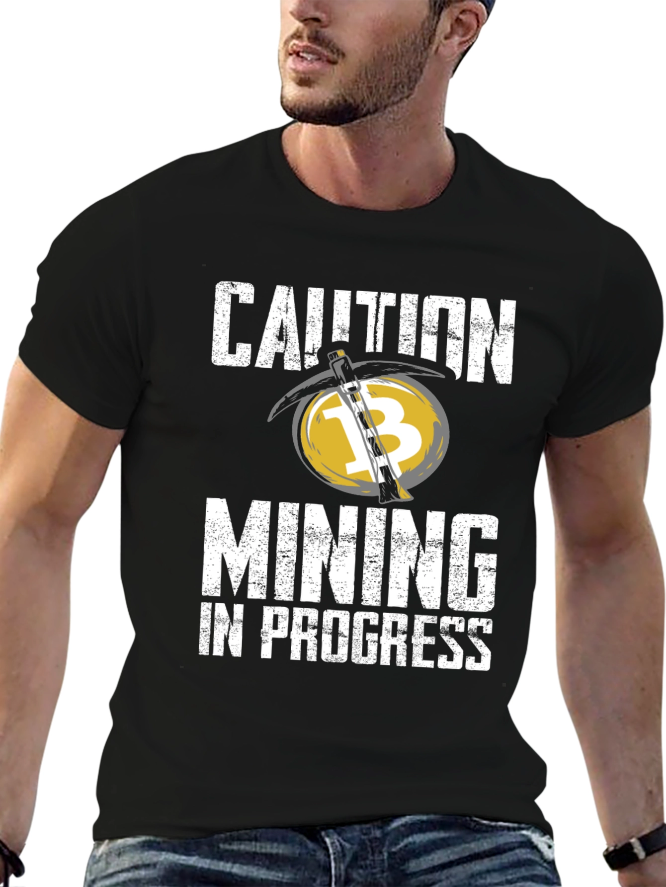 Caution Mining in Progress Black T-Shirt