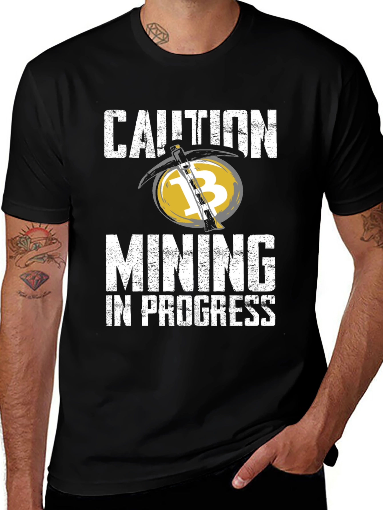 Caution Mining in Progress Black T-Shirt