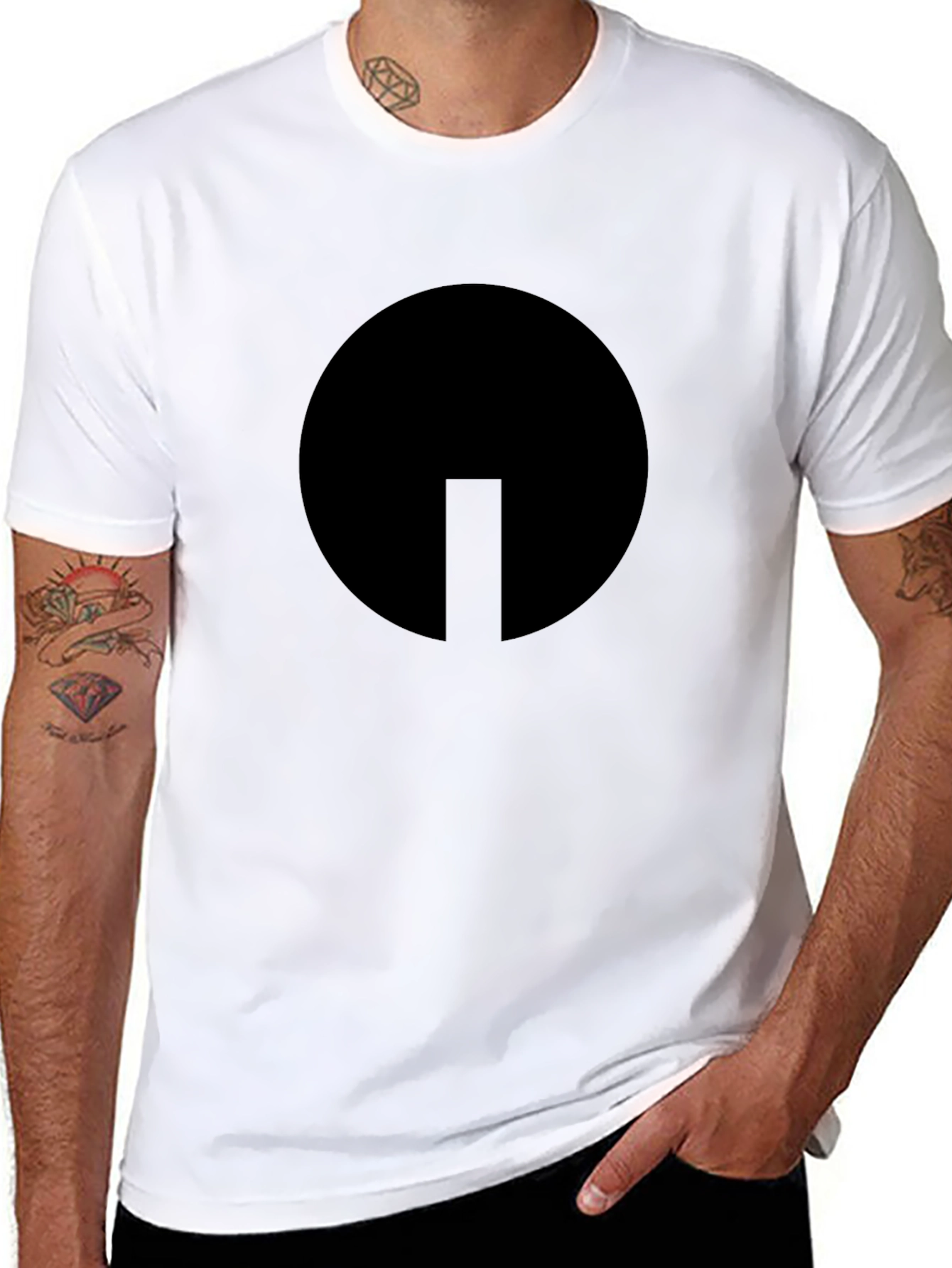 Minimalist Circle & Line Black T-Shirt