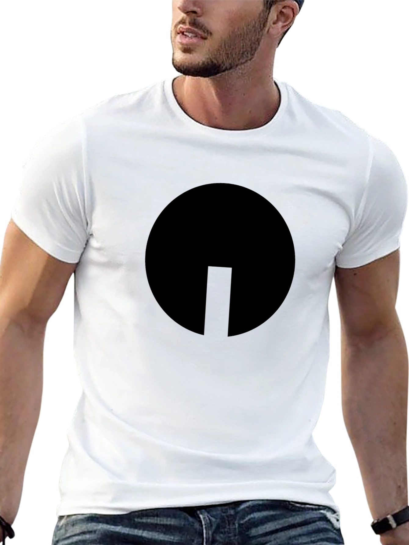 Minimalist Circle & Line Black T-Shirt