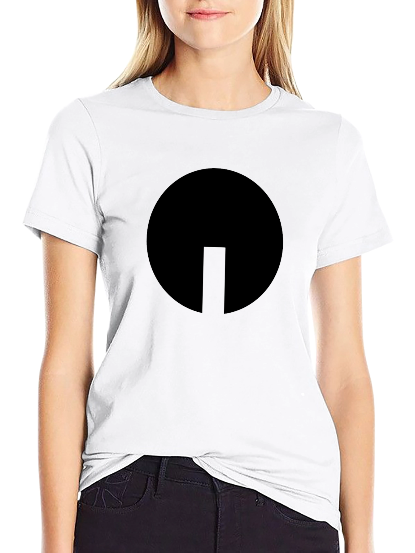 Minimalist Circle & Line Black T-Shirt