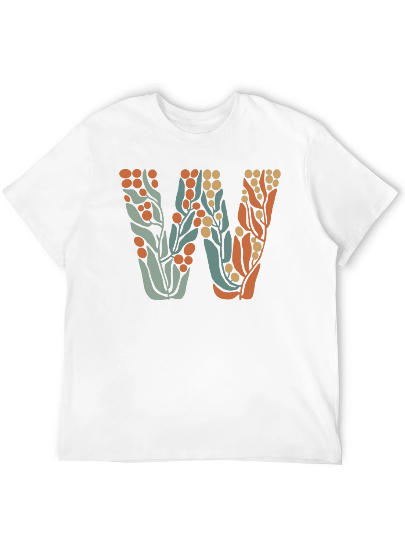 Floral Initial W Black T-Shirt
