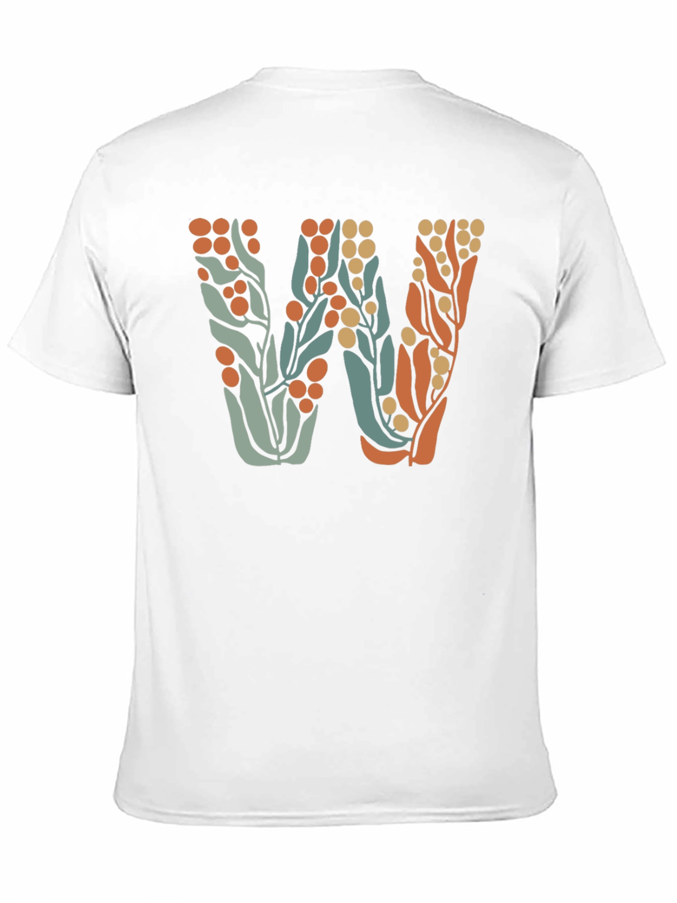 Floral Initial W Black T-Shirt