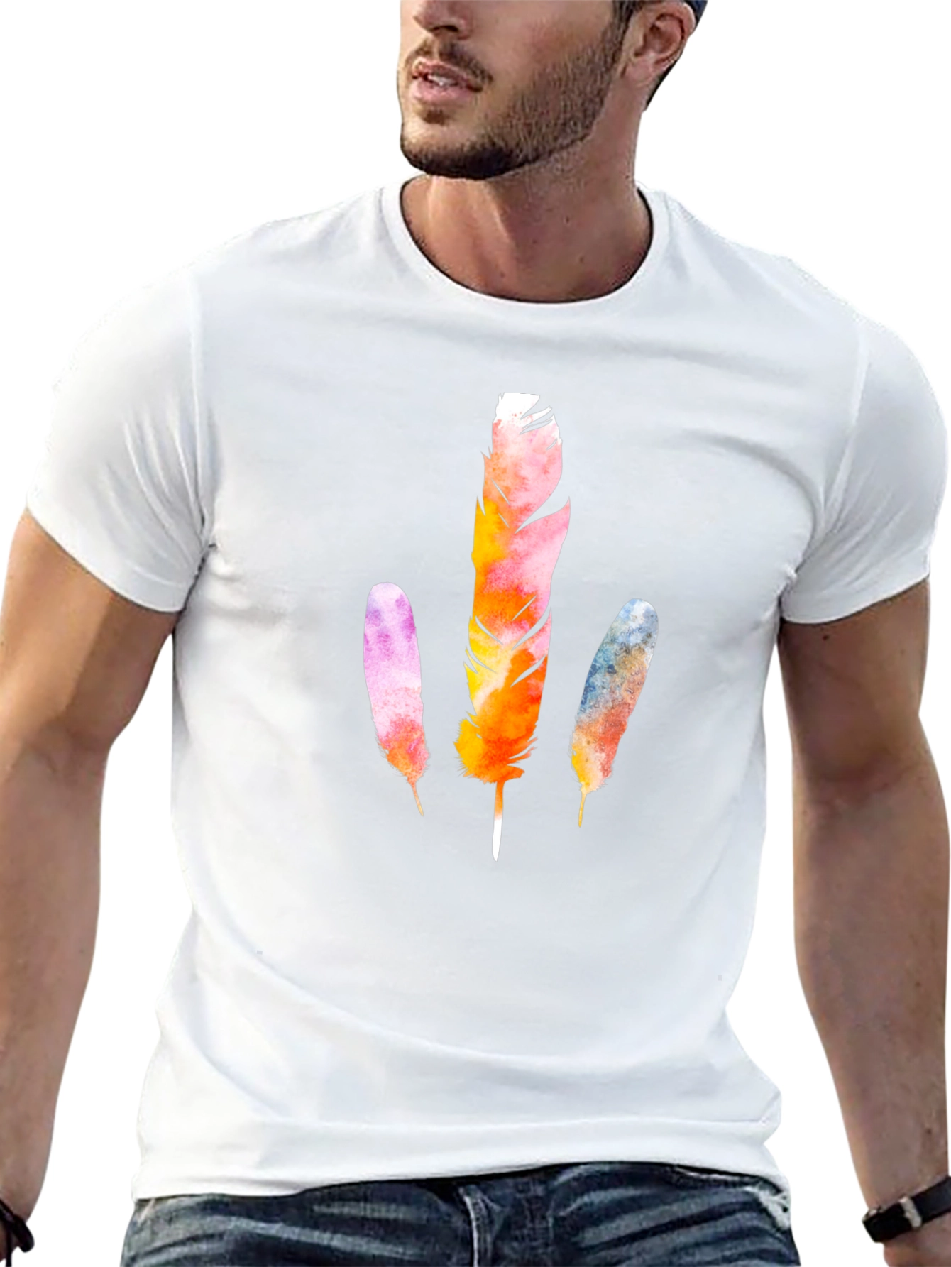 Feather Graphic Black T-Shirt
