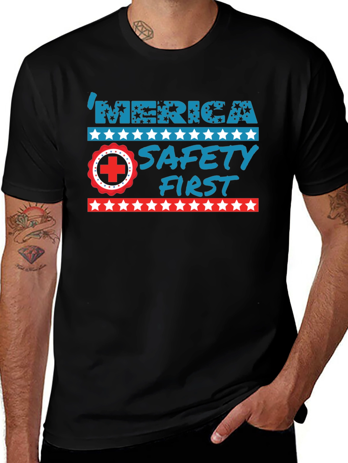 Patriotic Safety First Graphic T-Shirt