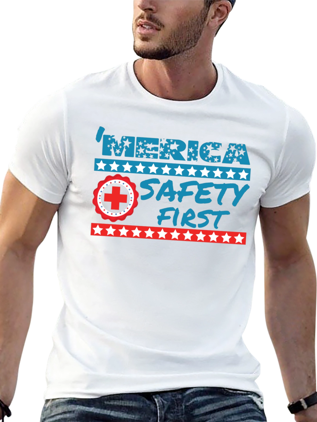 Patriotic Safety First Graphic T-Shirt