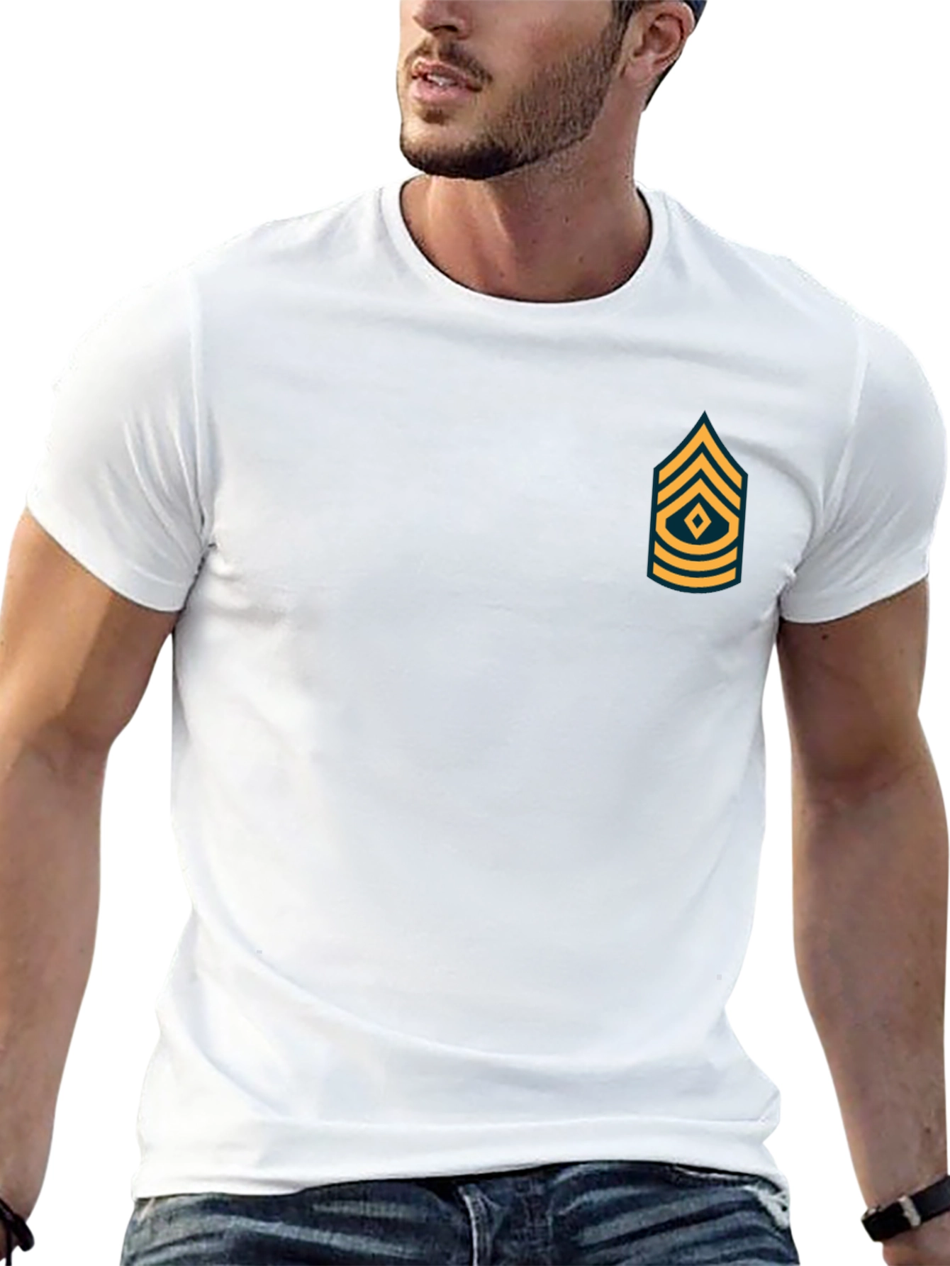 Military Rank Graphic Tee - Black Cotton